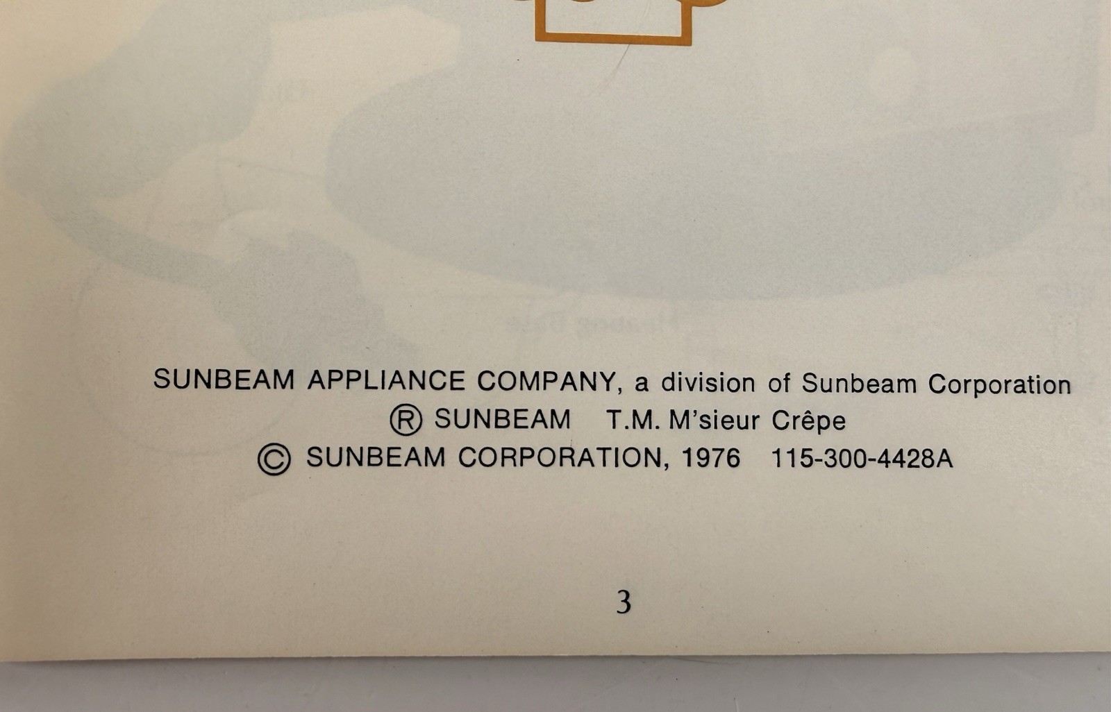 Vintage Sunbeam M’sieur Crêpe Electric Crepemaker Manual & Recipes 1976