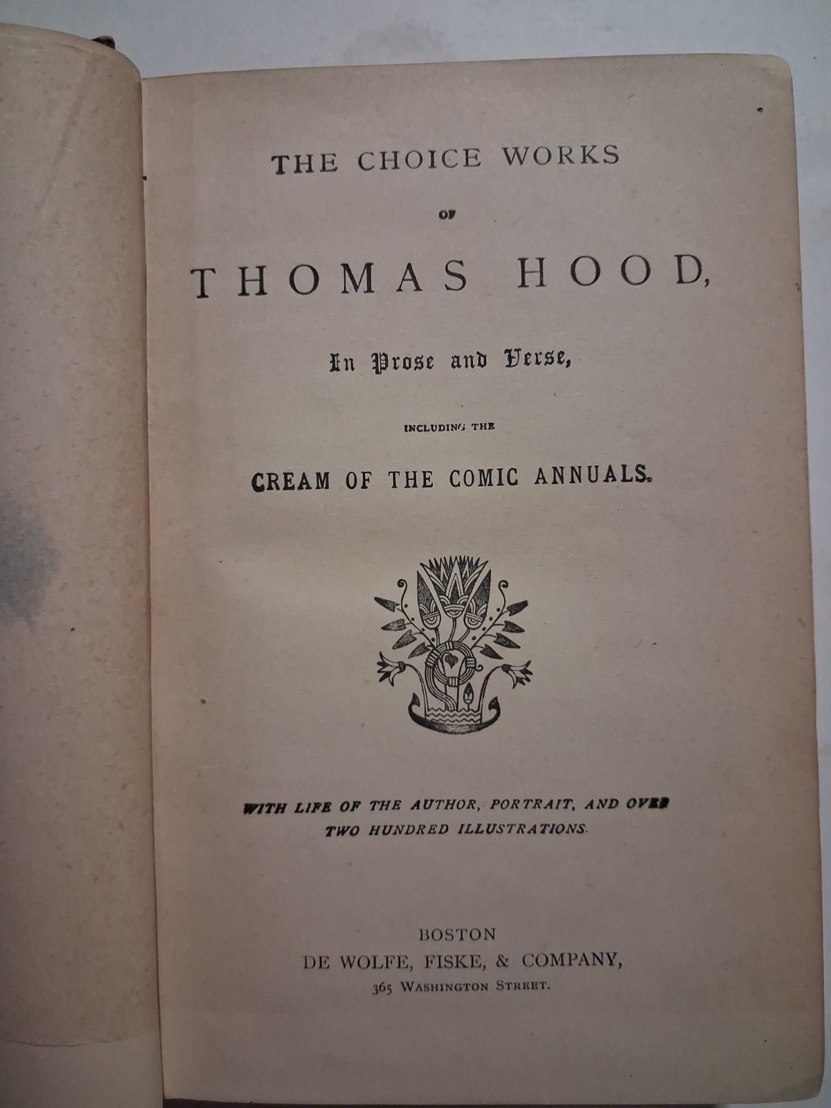 1880 COMIC THE CHOICE WORKS OF THOMAS HOOD 200 Illustrations ORNATE BINDING