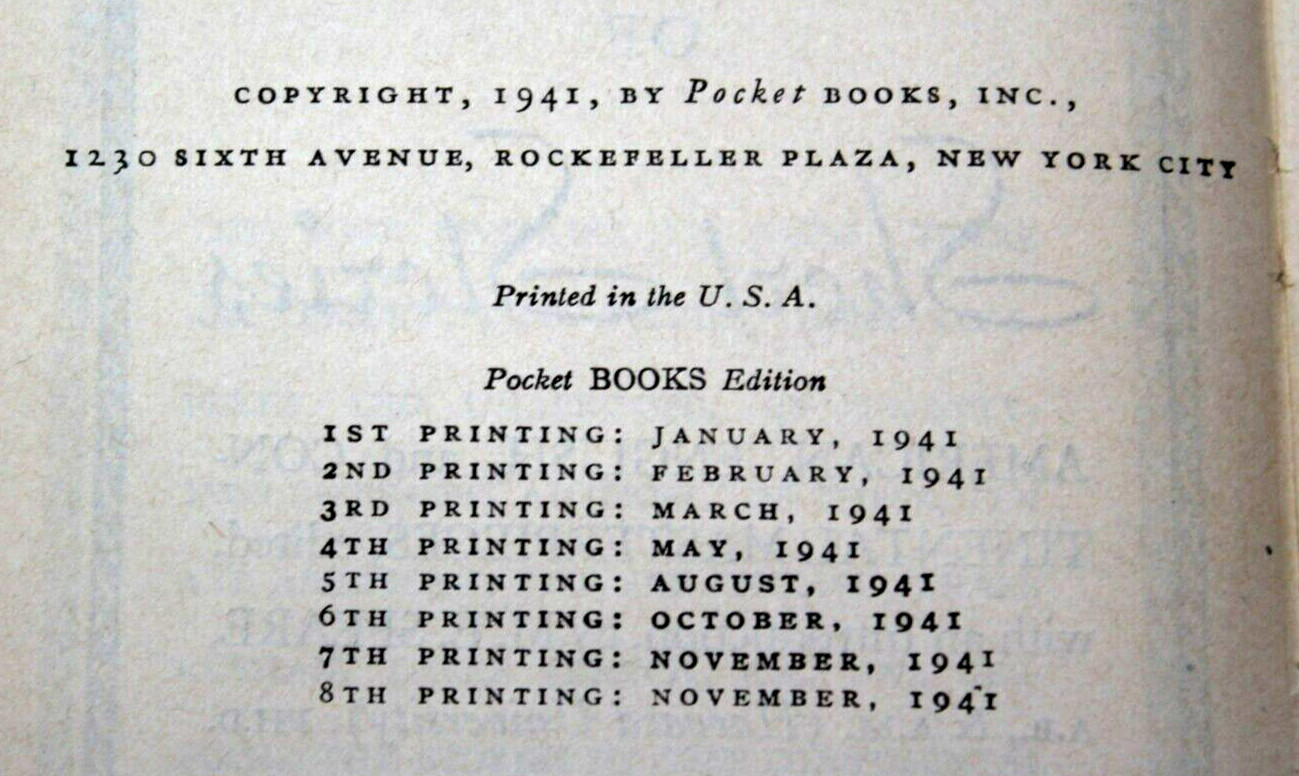 The Pocket Book of Short Stories, 1941, Vintage Paperback 428 pages