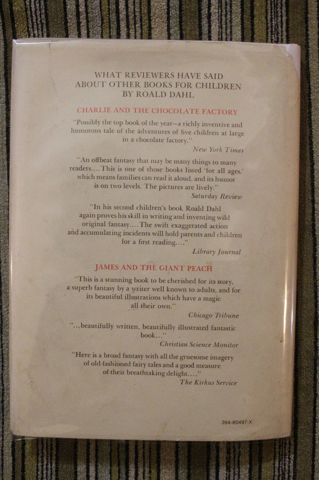 Fantastic Mr. Fox by Roald Dahl Hardcover w/ Dust Jacket 1970 Early Printing