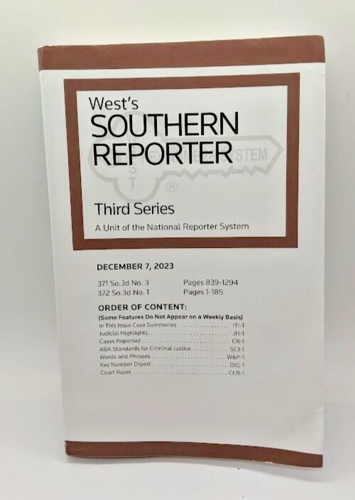 West’s Southern Reporter Third Series December 7, 2023 (Paperback) National
