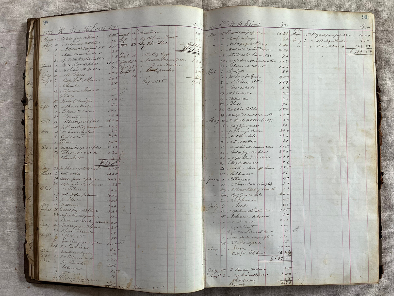 1876 Arnold Bros. Dry Goods 480 Full Pages Ledger Wartrace TN History Geneology