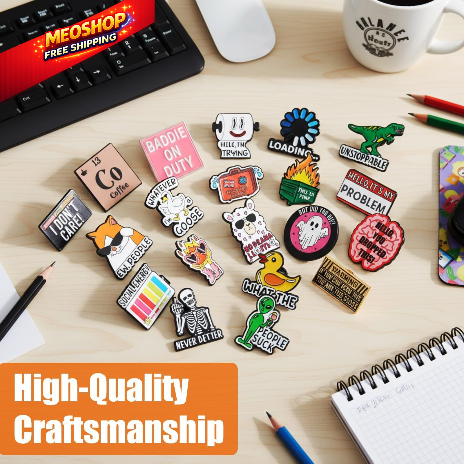 Huquary 20 Pack Funny Enamel about 1.18 x 0.79 inch /3 x 2 cm, multicolor