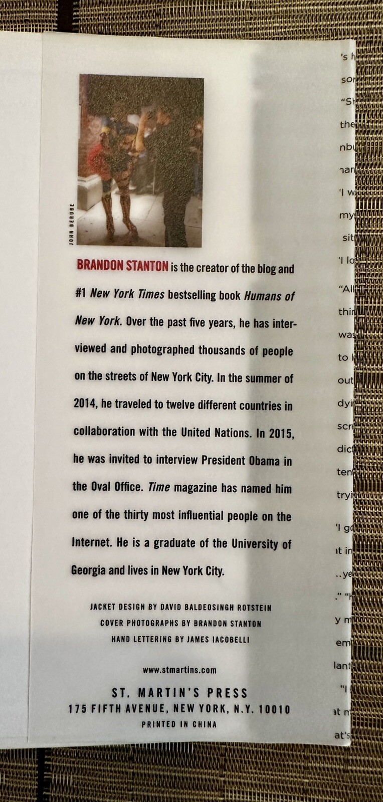 HUMANS OF NEW YORK STORIES – FIRST EDITION 2015 – 428 PAGES – NEW