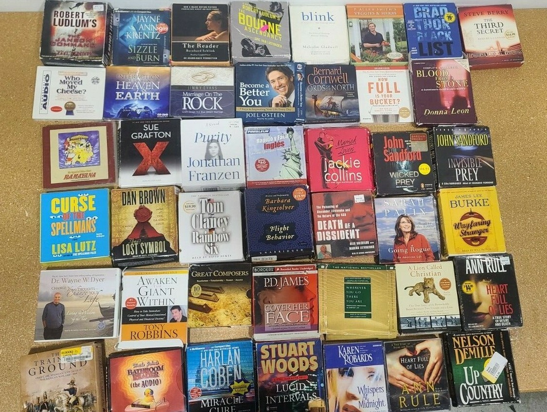 Wholesale Random Audio books on cd lot of 30+ assorted audiobooks Examples Pictu