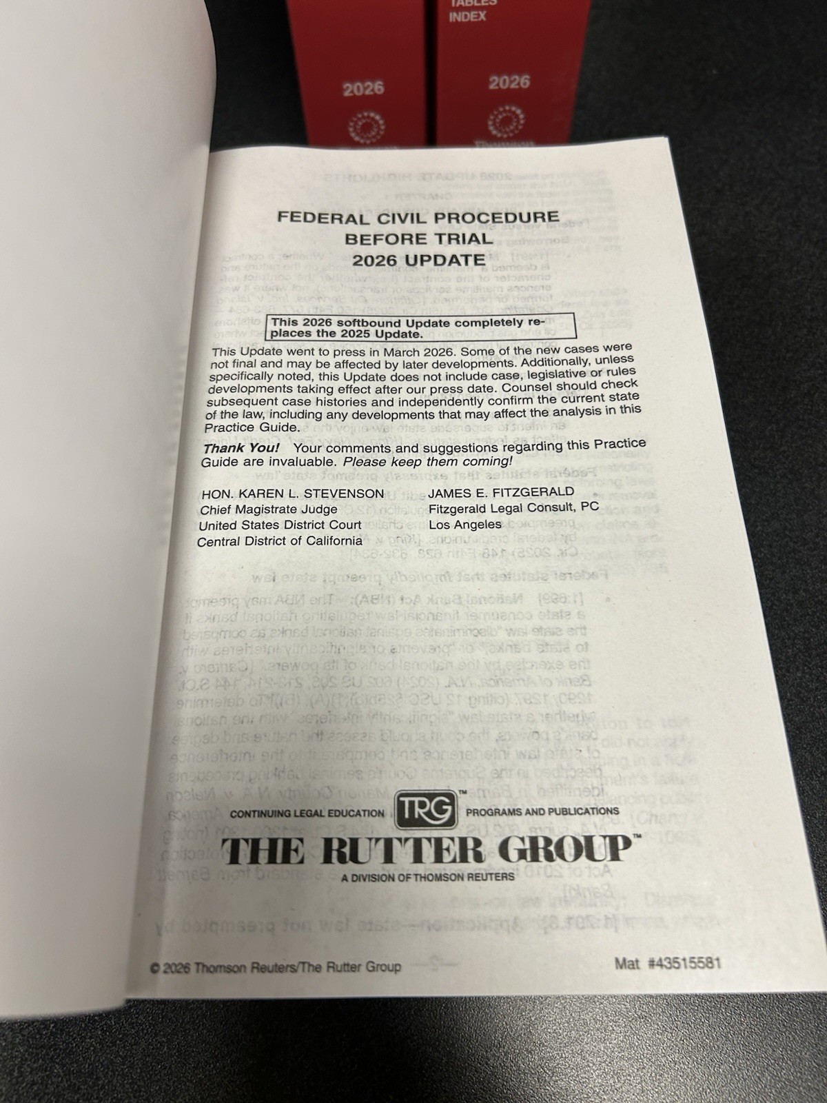 Rutter Practice Guide Federal Civil Procedure Before Trial 2026 Edition