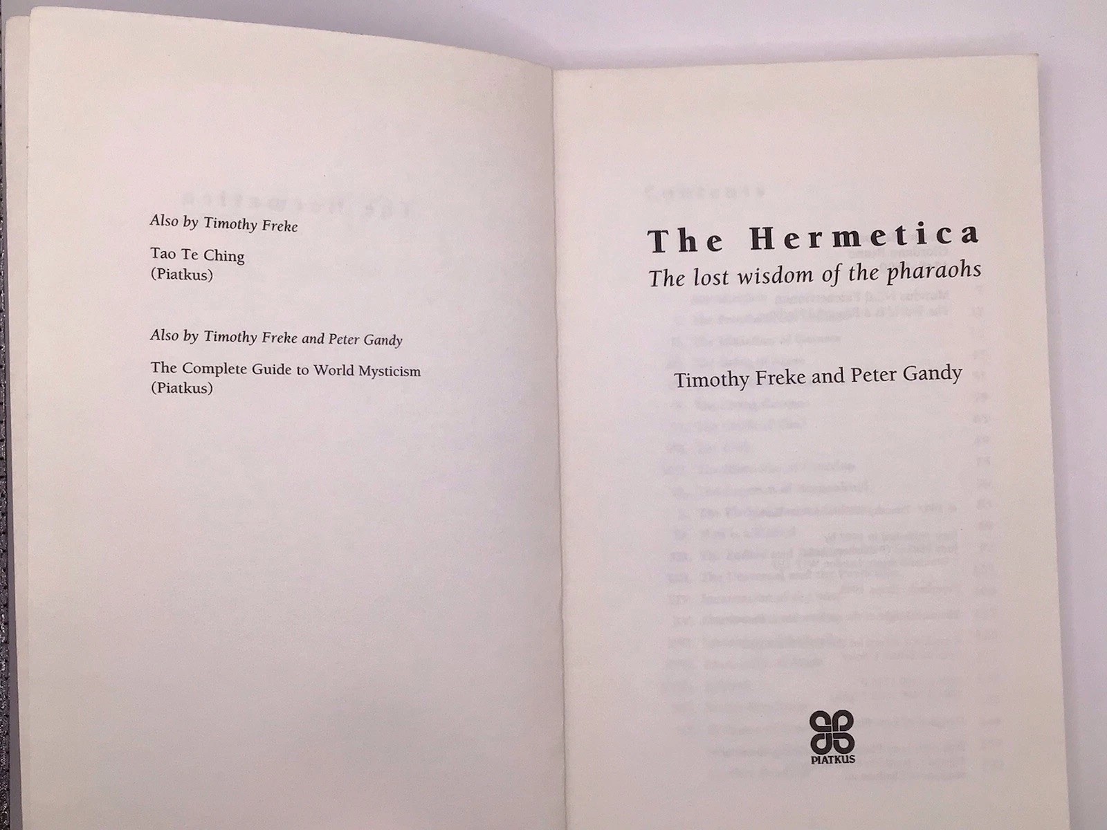 The Hermetica The Lost Wisdom Of The Pharoahs First Published 1997 Piatkus Pub