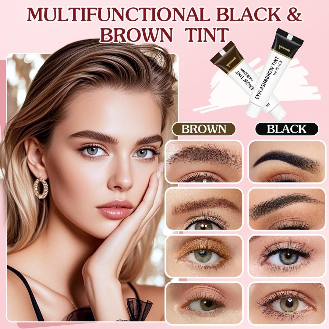Eyelash & Eyebrow Color Kit,2 in 1 0.23 Fl Oz (Pack of 1), Black and Brown
