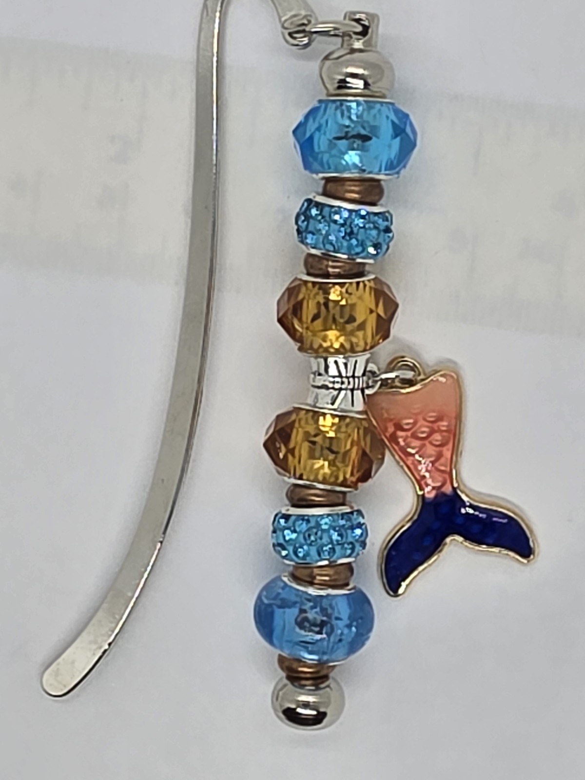 Beaded Bookmark Mermqid Tail Multicolor Rhinestones 3.4″ In. Long. #10