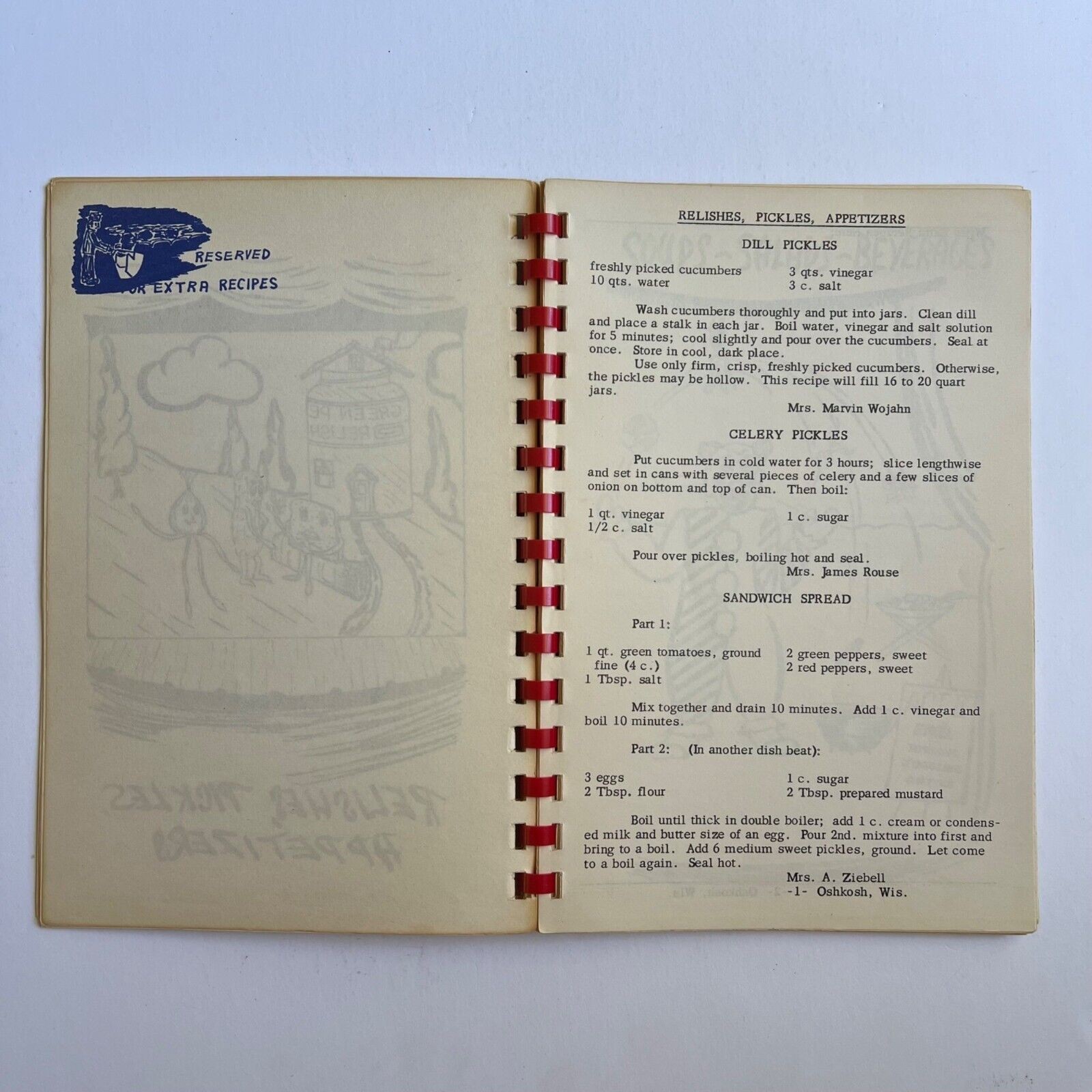 Vintage 1953 Cookbook Personal Recipes from Oshkosh WI Spiral Bound Paperback