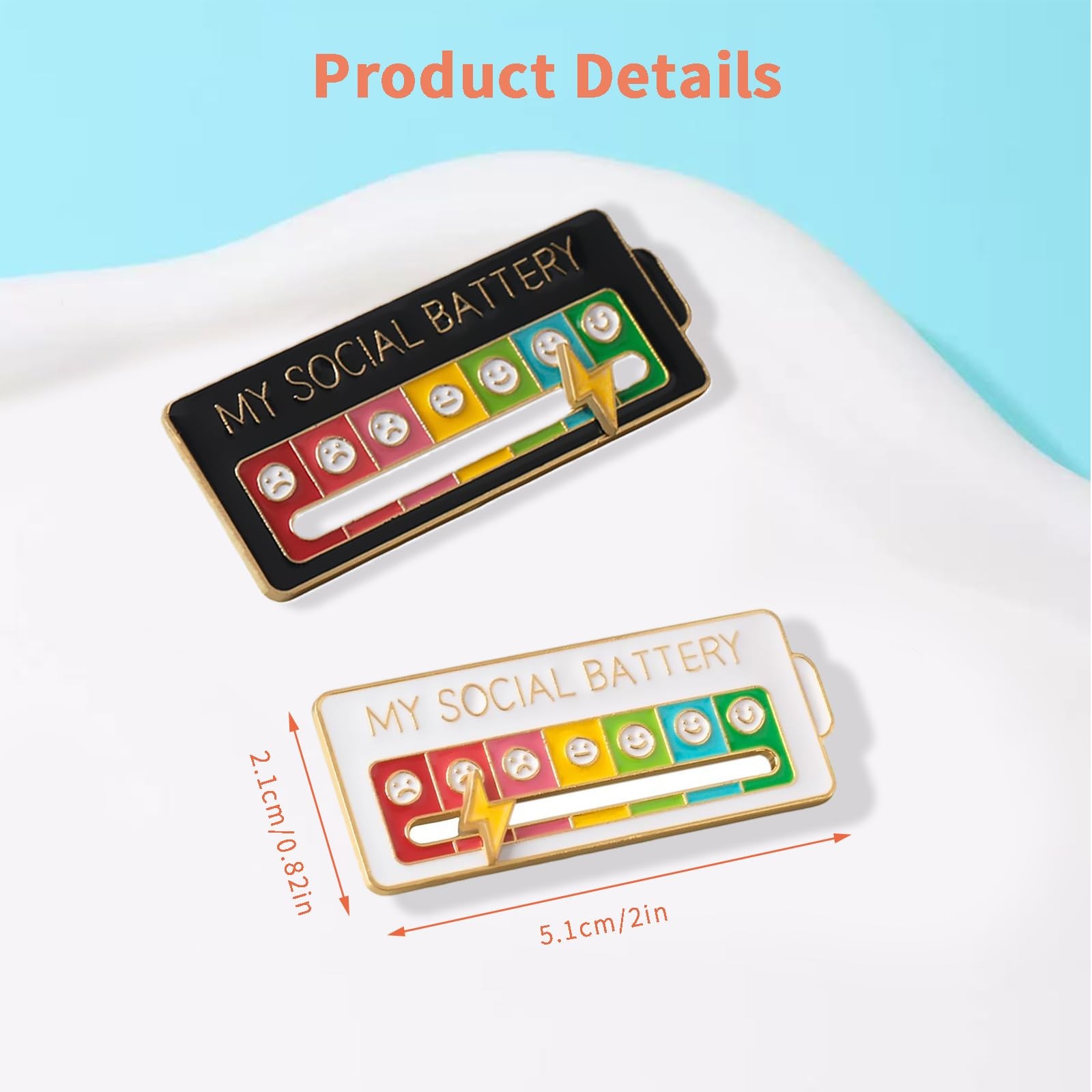 AIVIOI 2 Pieces of My Social Battery Creative Badge, 7 5CM, White + Black