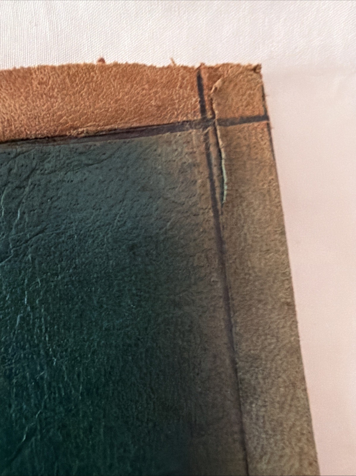 Antique Leather Book Cover with 22k Gold Inlay and Design Art