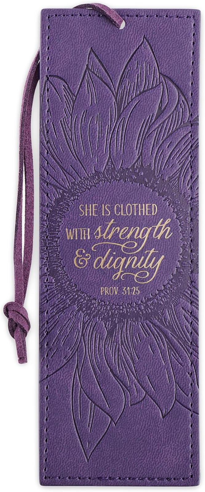 Vegan Leather Scripture Bookmark for Women: Strength and Dignity – Proverbs 31:2