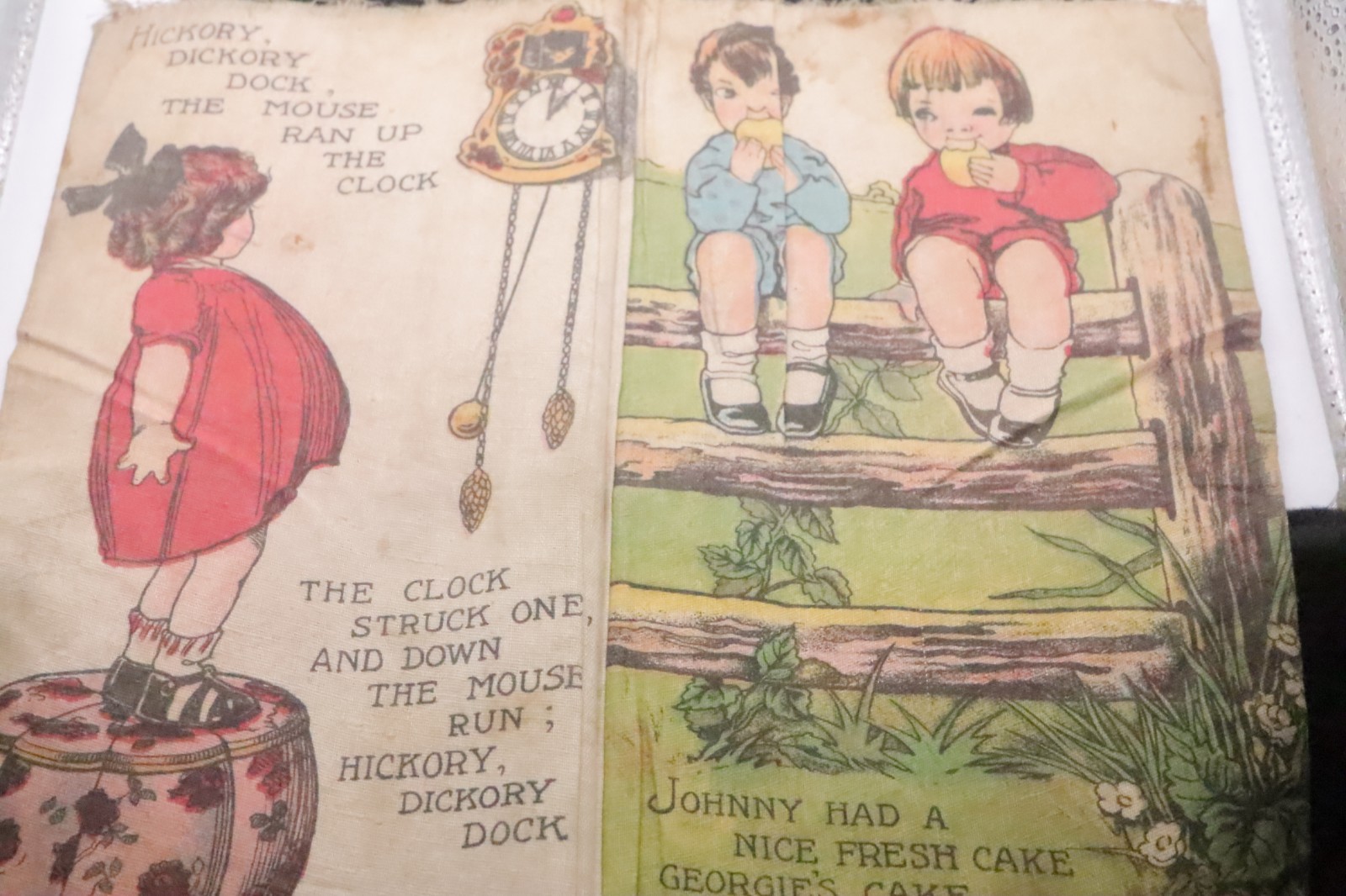 Antique Saalfield Cloth Rag Book My Jumble Book Illustrated Nursery Rhymes