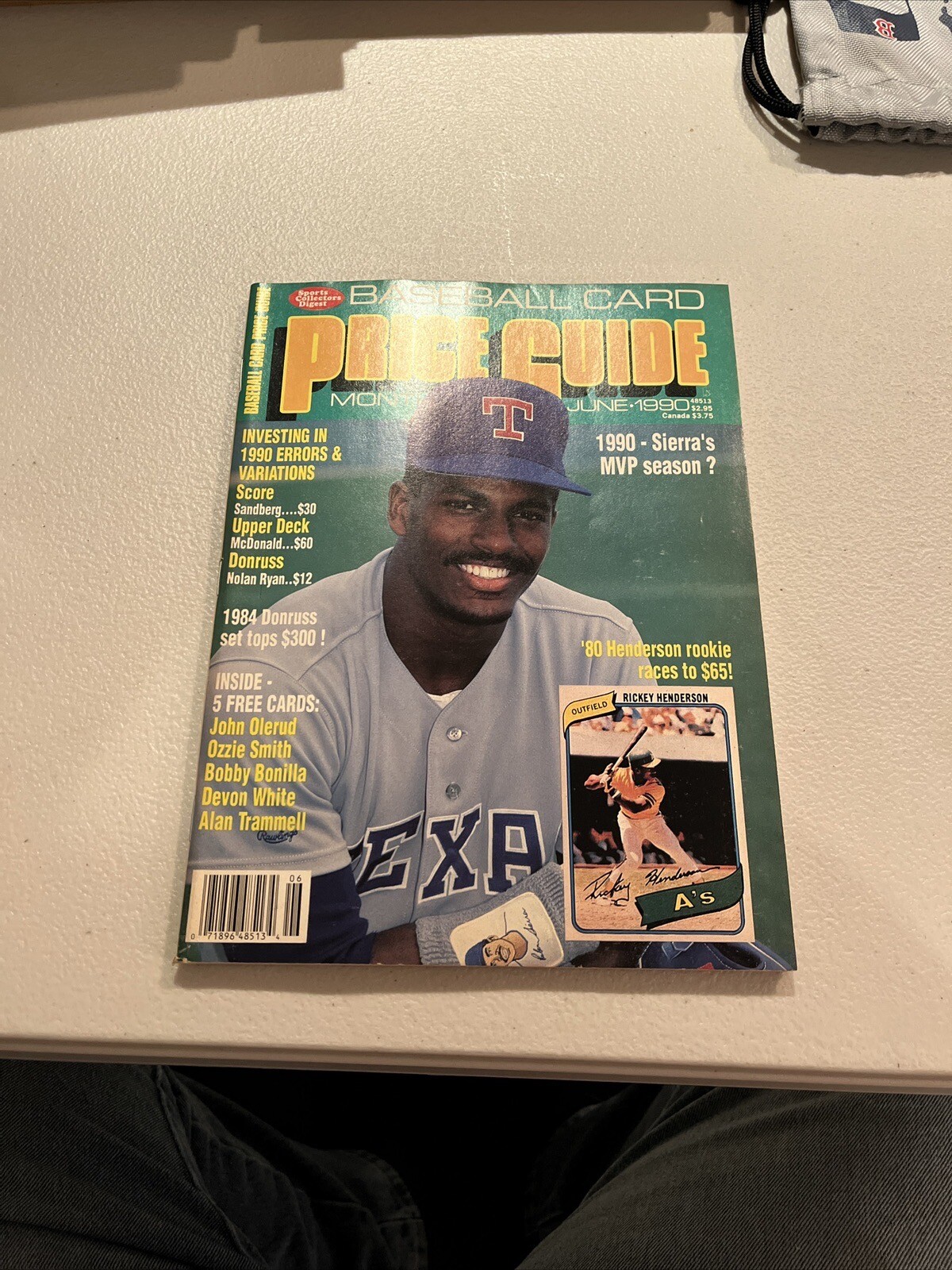 1- “BASEBALL CARD PRICE GUIDE”, June 1990, #27, Ruben Sierra cover, 138 Pages