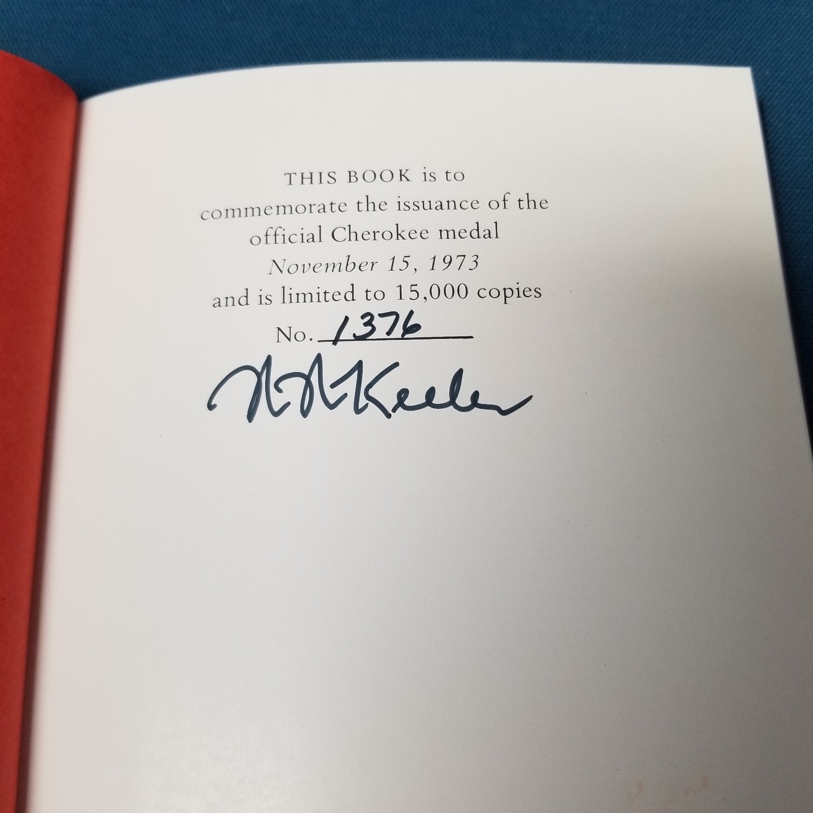 Indian Tribal Series L.E. Signed By Tribal Chief 1376/15,000 Cherokee