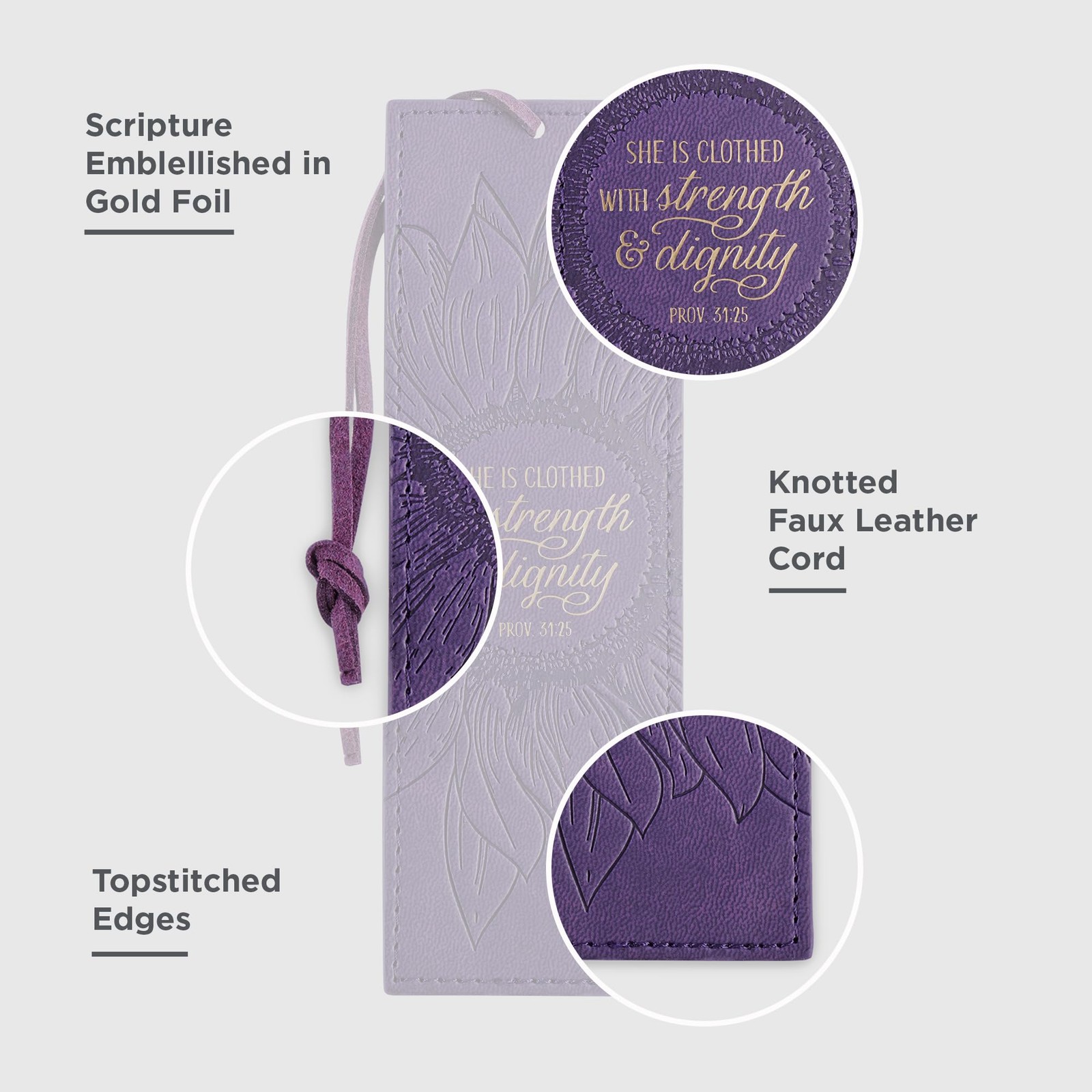 Vegan Leather Scripture Bookmark for Women: Strength and Dignity – Proverbs 3…