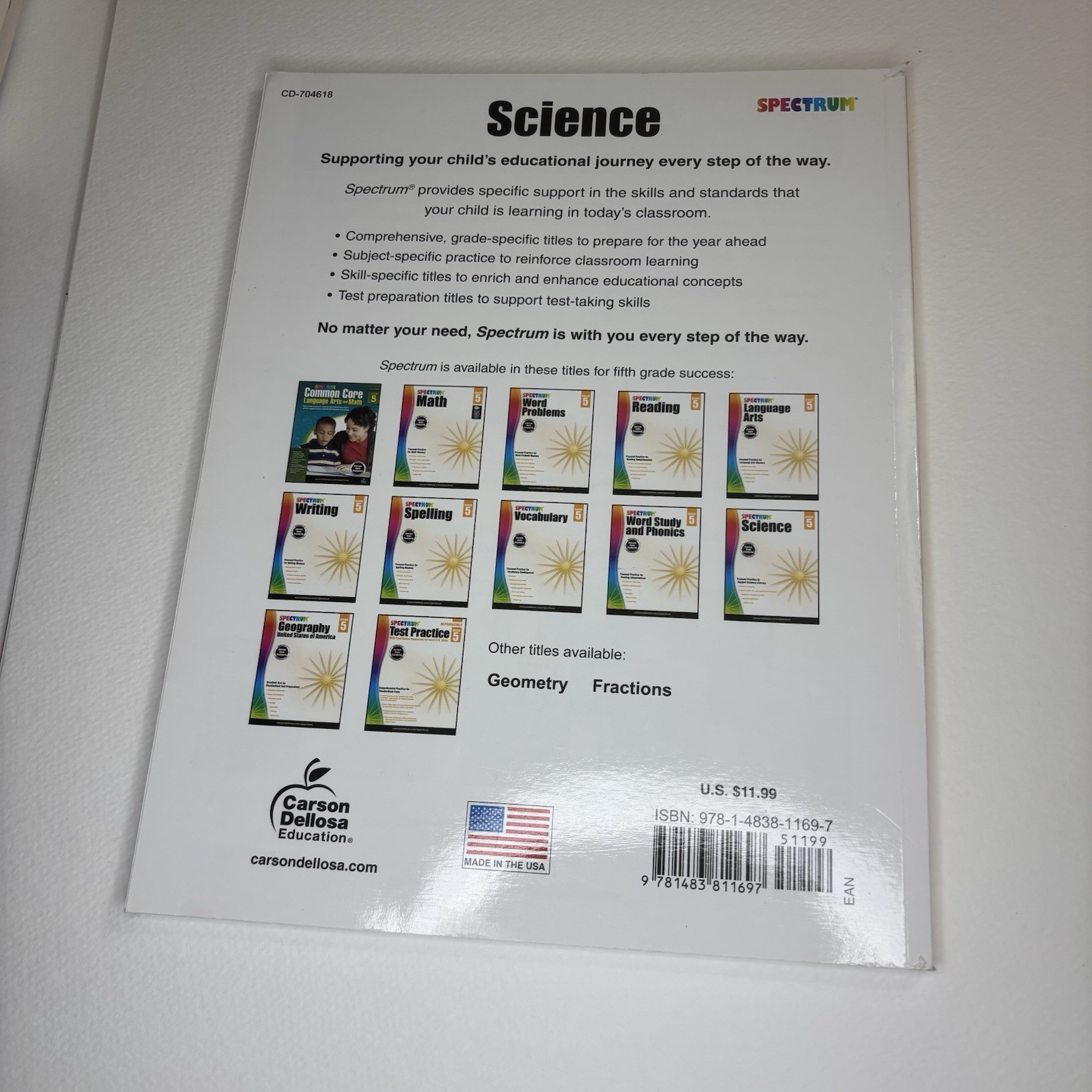 Lot of 5 Grade 5 Workbooks Spectrum Math Science Reading Virginia Test Prep SOL