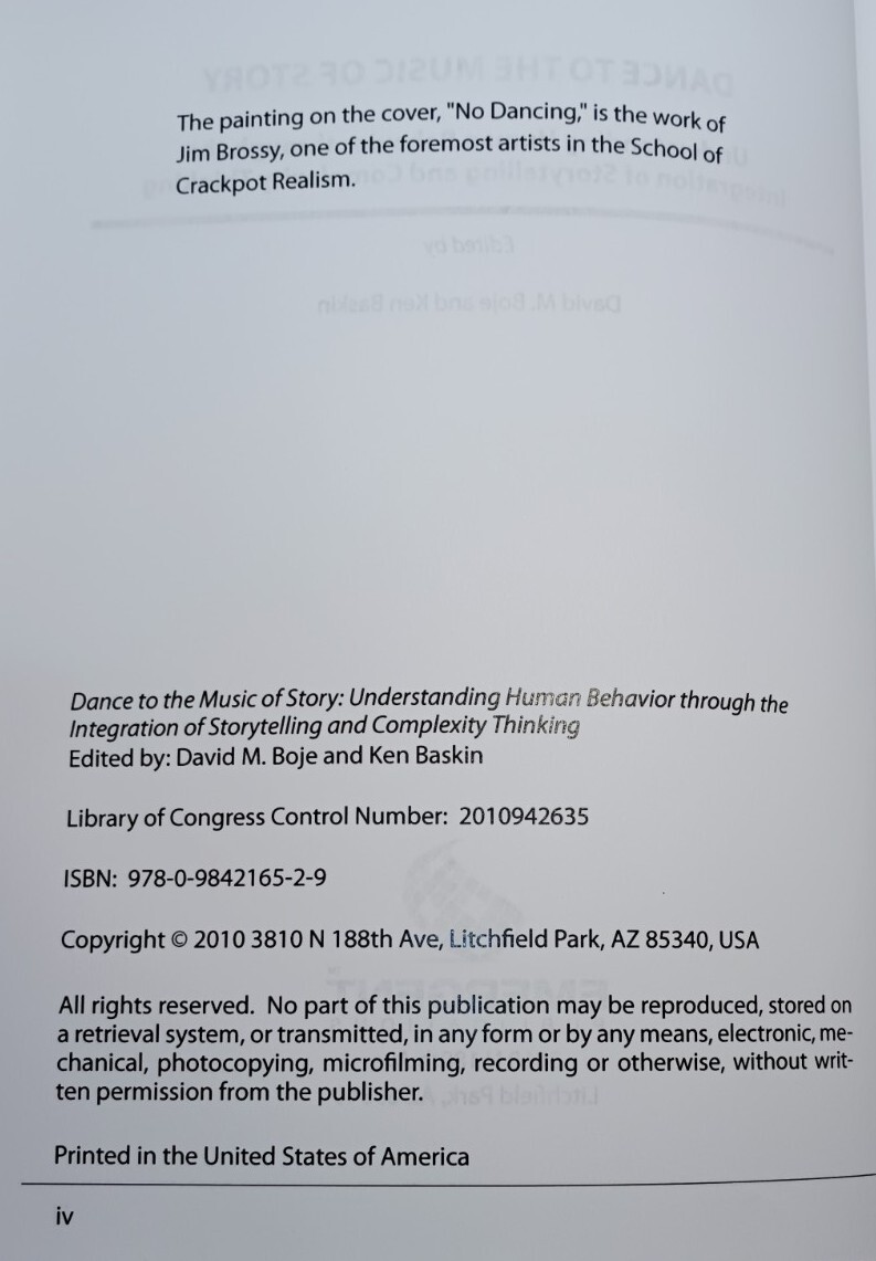 DANCE TO THE MUSIC OF STORY: Understanding Human Behavior… Edited by David M.