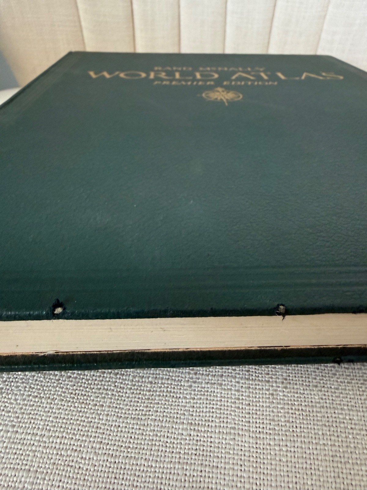 AS IS** Rand McNally WORLD ATLAS Premier Edition LARGE book maps charts vintage