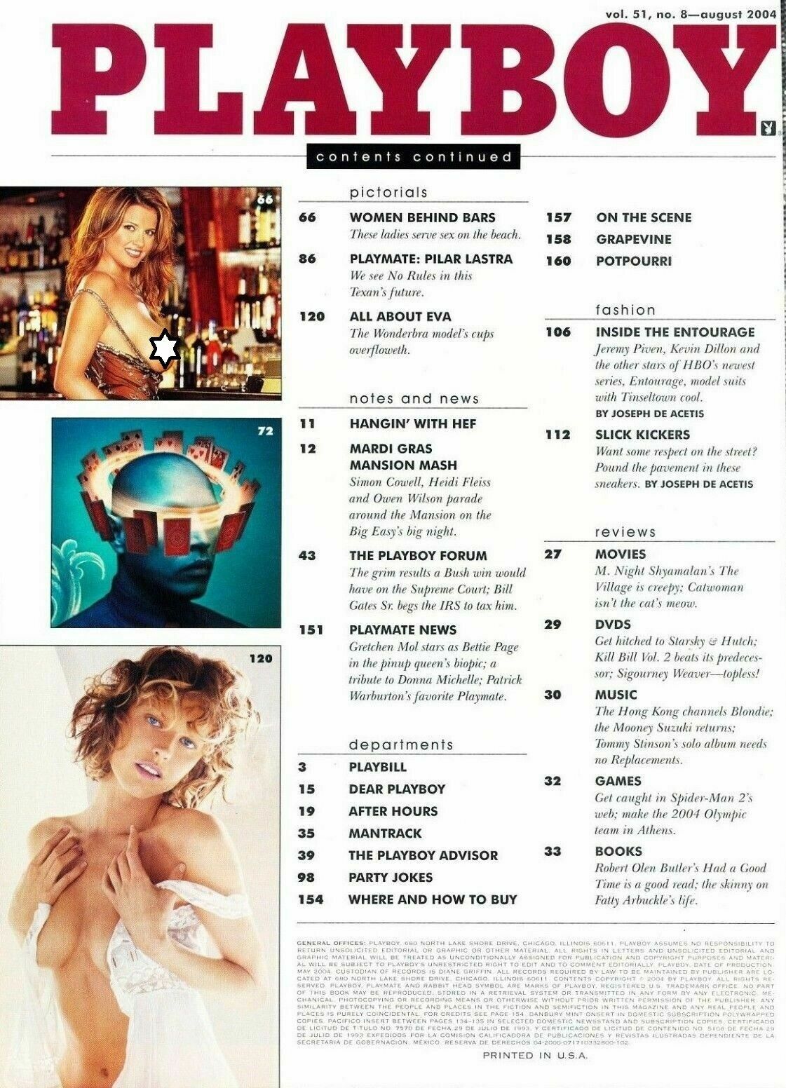 “PLAYBOY” (10-PAGES / EVA HERZIGOVA) ~ AUGUST 2004 ~ *** VINTAGE ISSUE ***