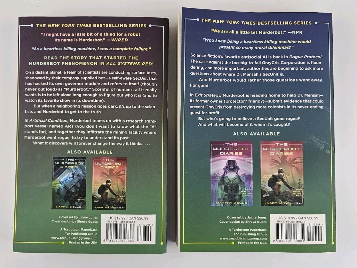 The Murderbot Diaries Vol 1 and 2 Author Martha Wells – Very Good! Paperback