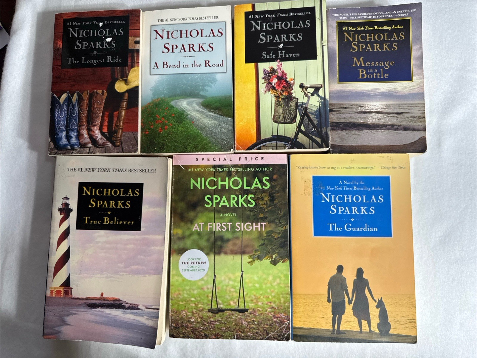Nicholas Sparks Lot Of 7 Paperbacks Romance, Drama, Suspense Very Good Cond