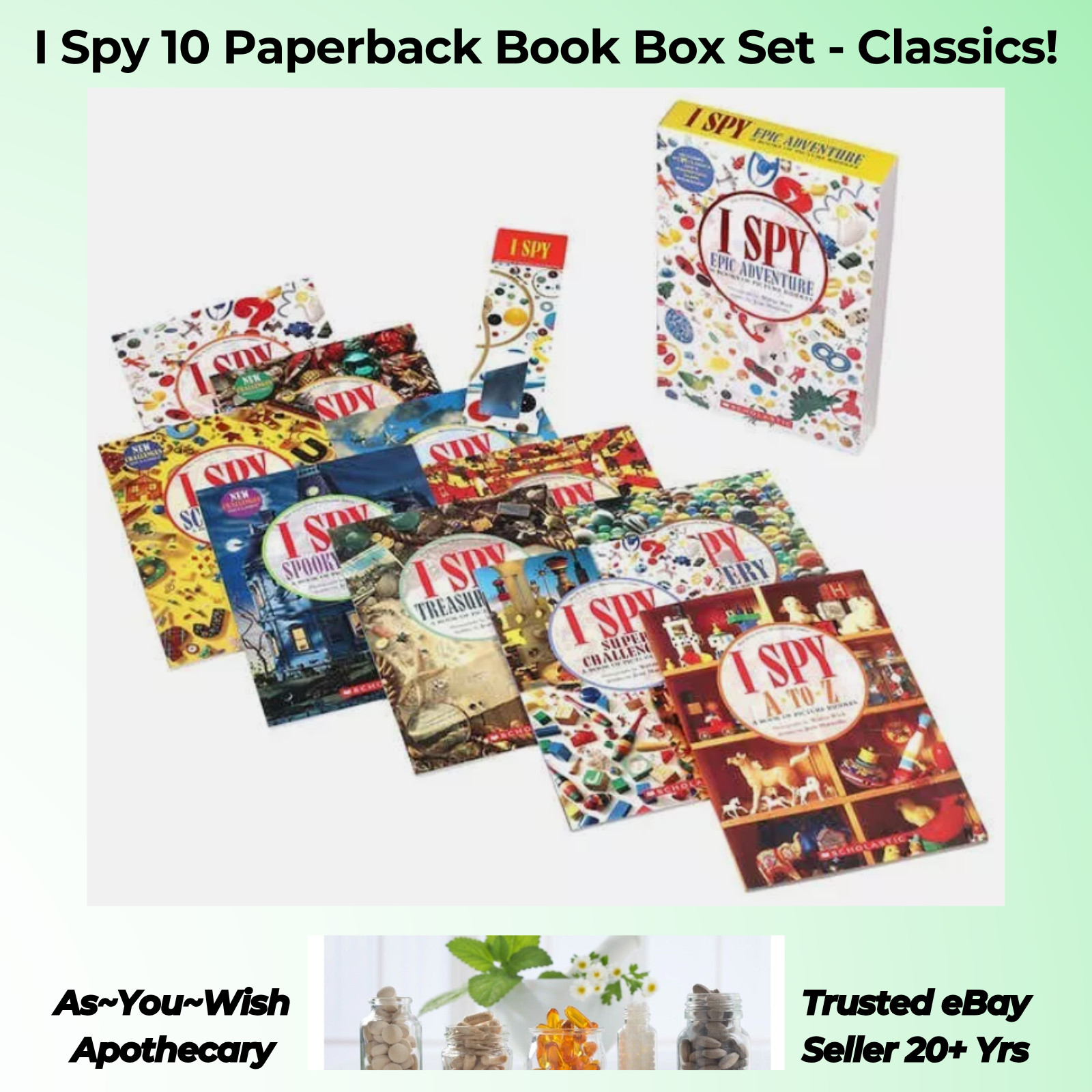 I Spy 10 Book Box Set w/ Magnifying Glass – Brand NEW PBK I Spy Classics