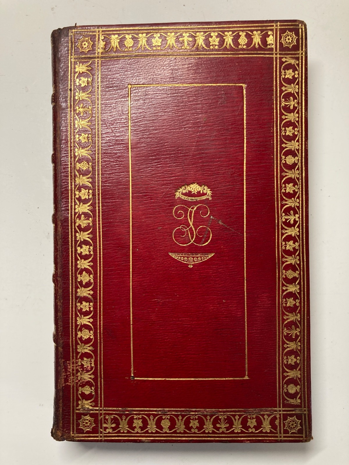 1825 JAMES Psychology Physiology 2 Vols Red Morocco Leather Silk Cipher