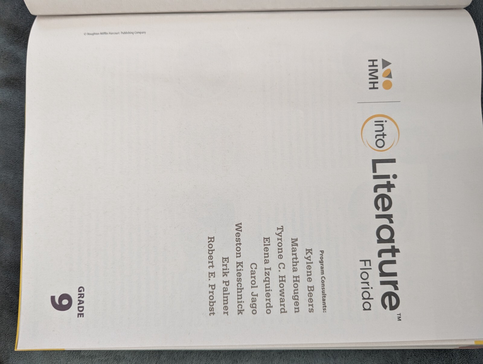 HMH Into Literature Florida Student Grade 9 Workbook