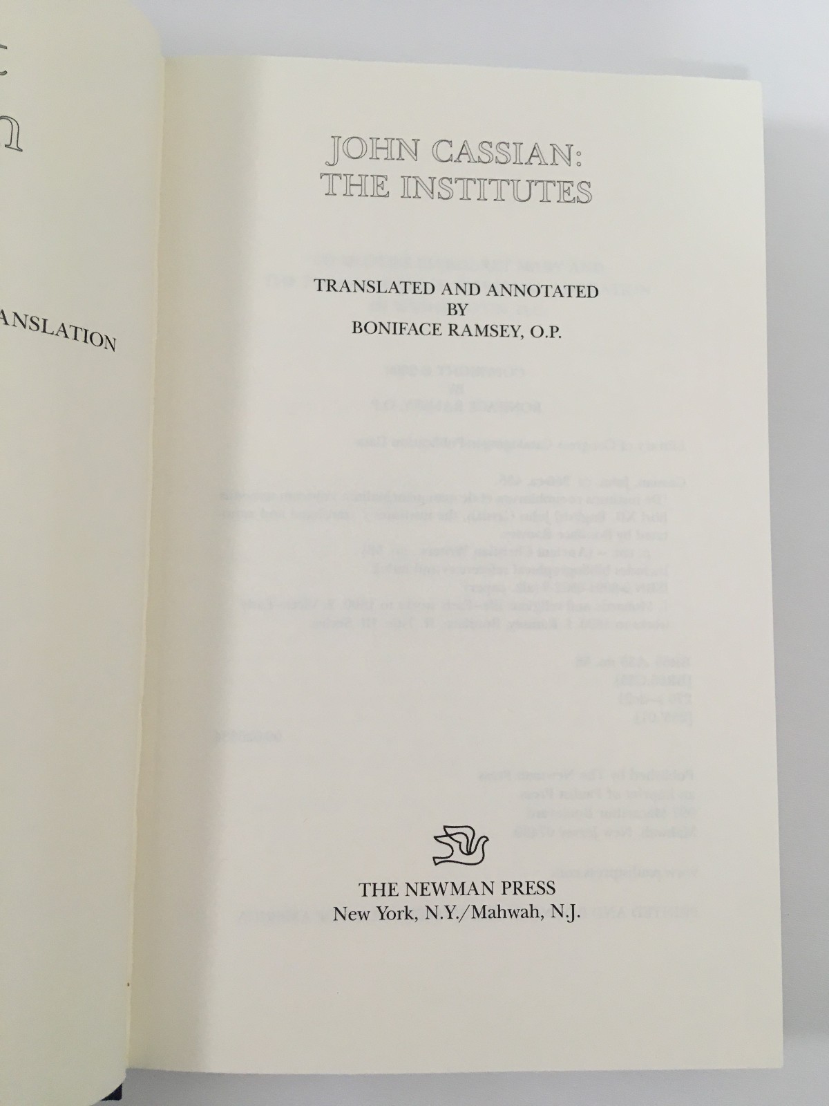 John Cassian: The Institutes trans. by Boniface Ramsey – Hardcover, 2000 VG