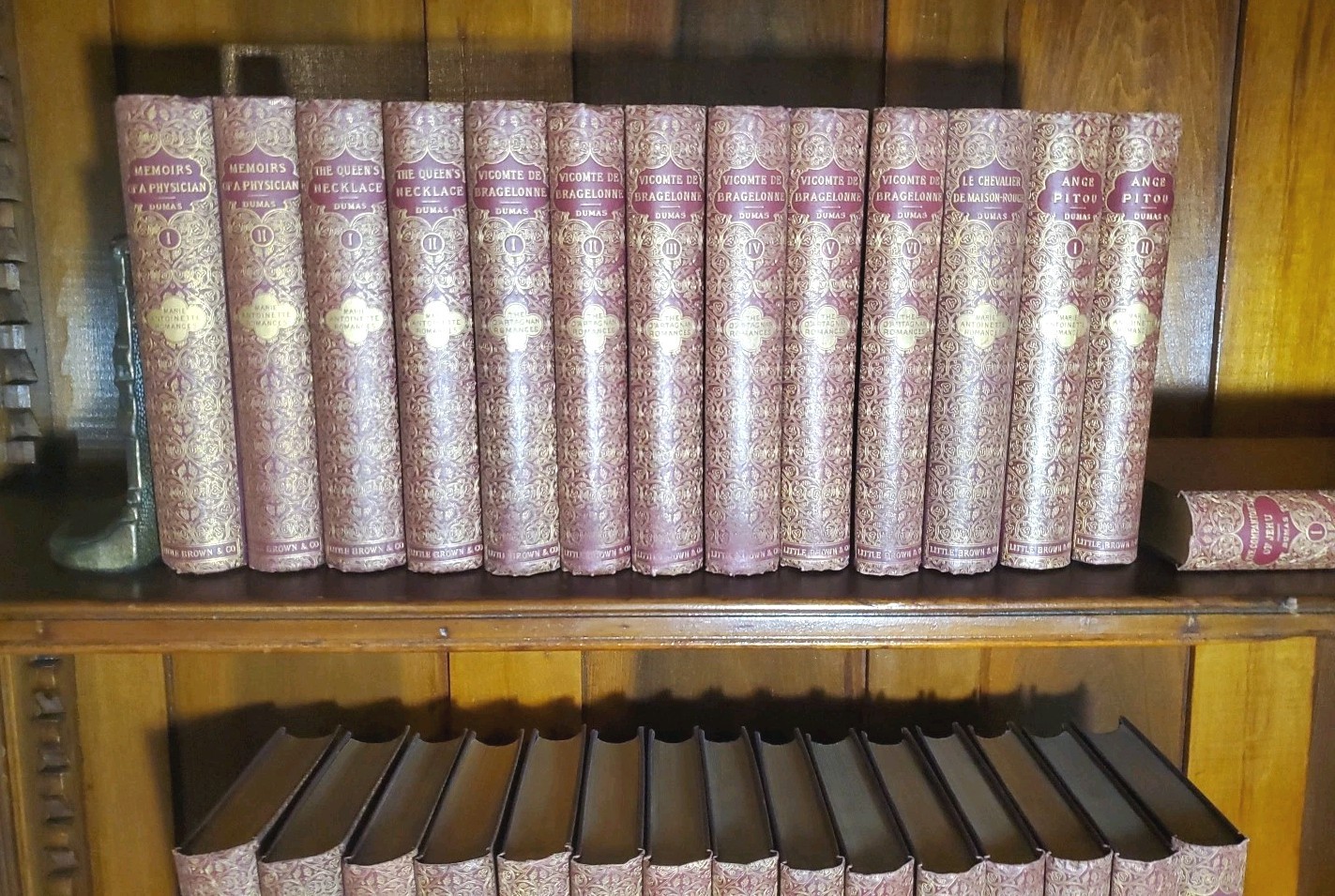 Volume Set Alexandre Dumas Up To 40 Books Fine Binding 1800s Red Gold Beautiful