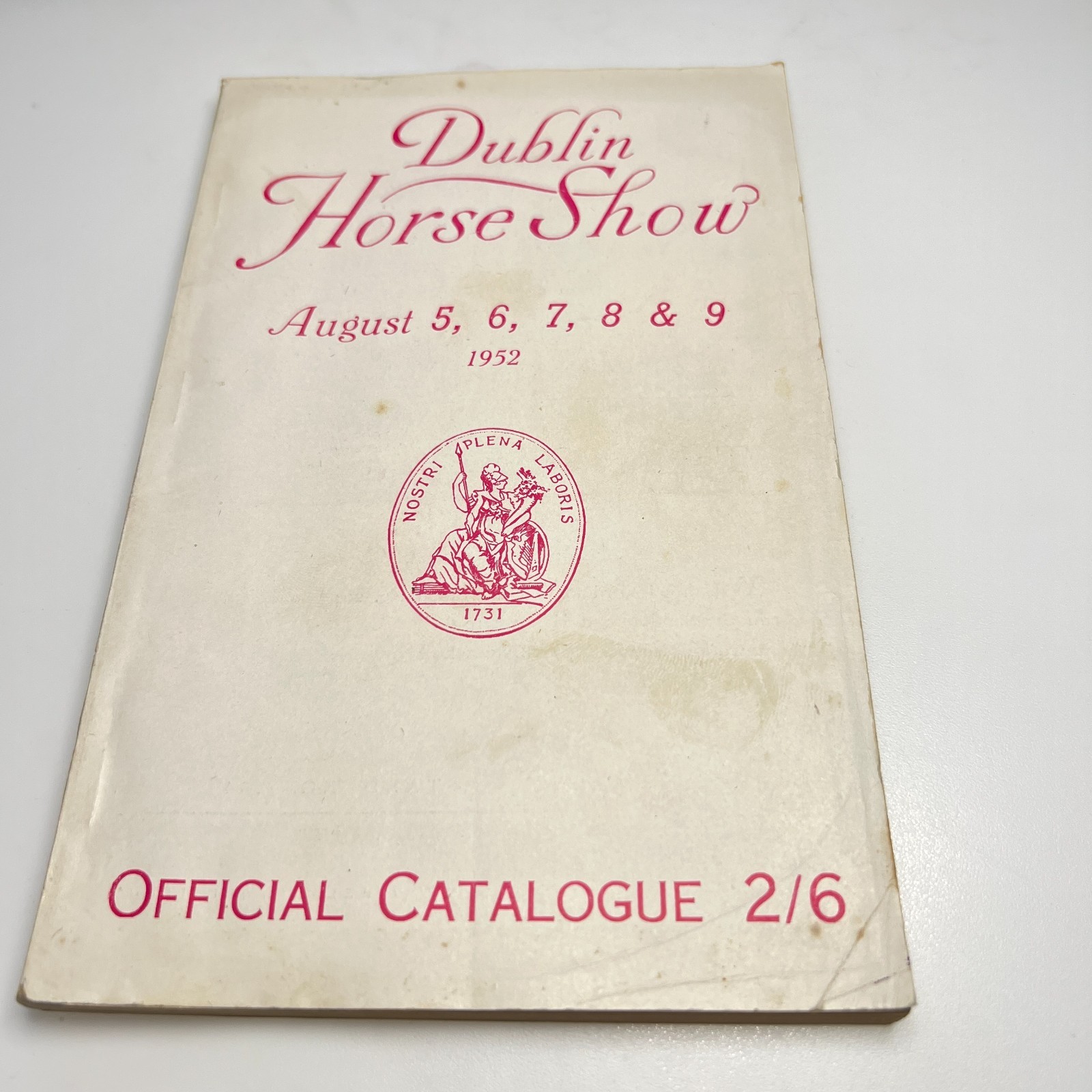 1952 Dublin Horse Show Official Catalogue & Jumping Enclosure Card