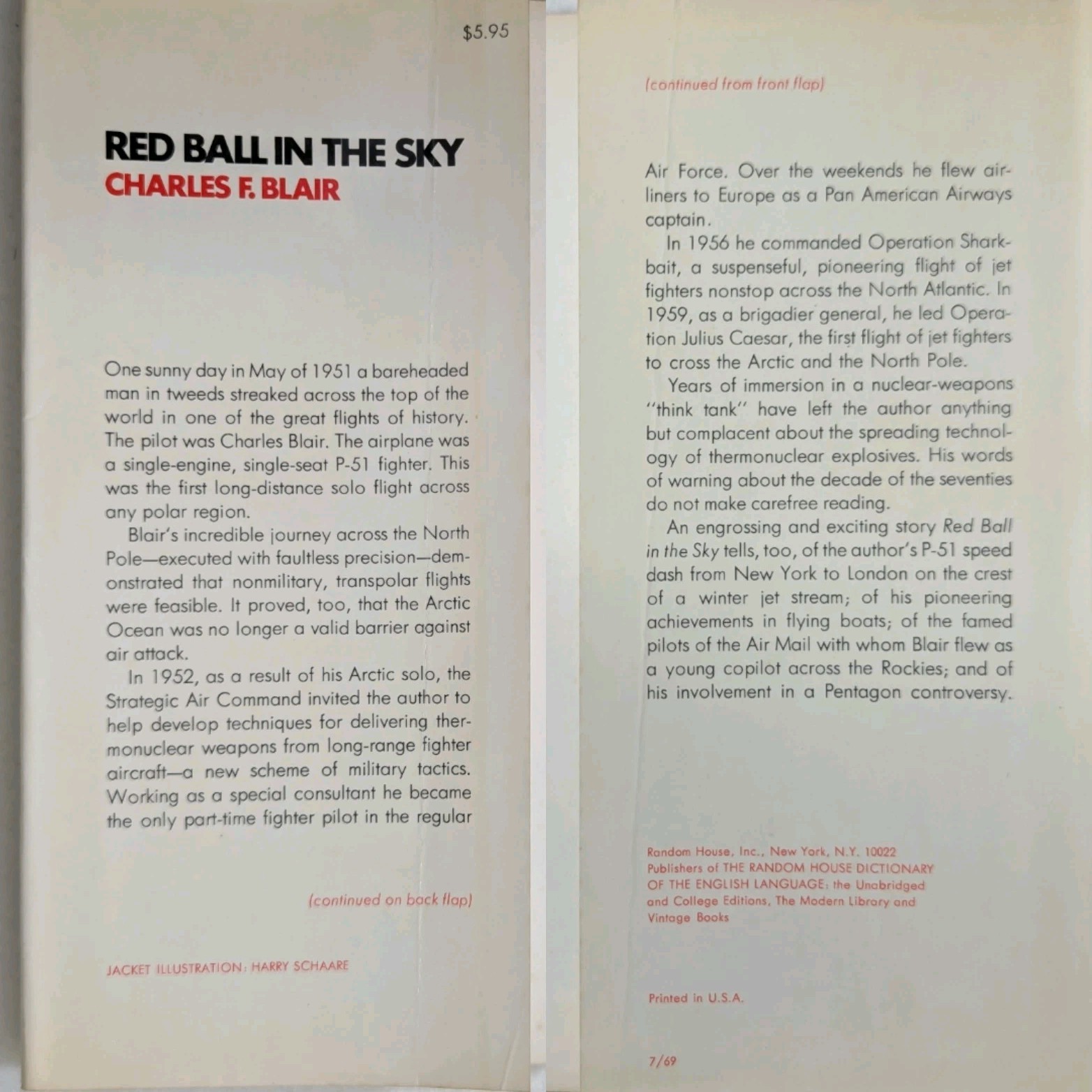 SIGNED Charles F. Blair Red Ball in the Sky 1969 2nd Print Hardcover