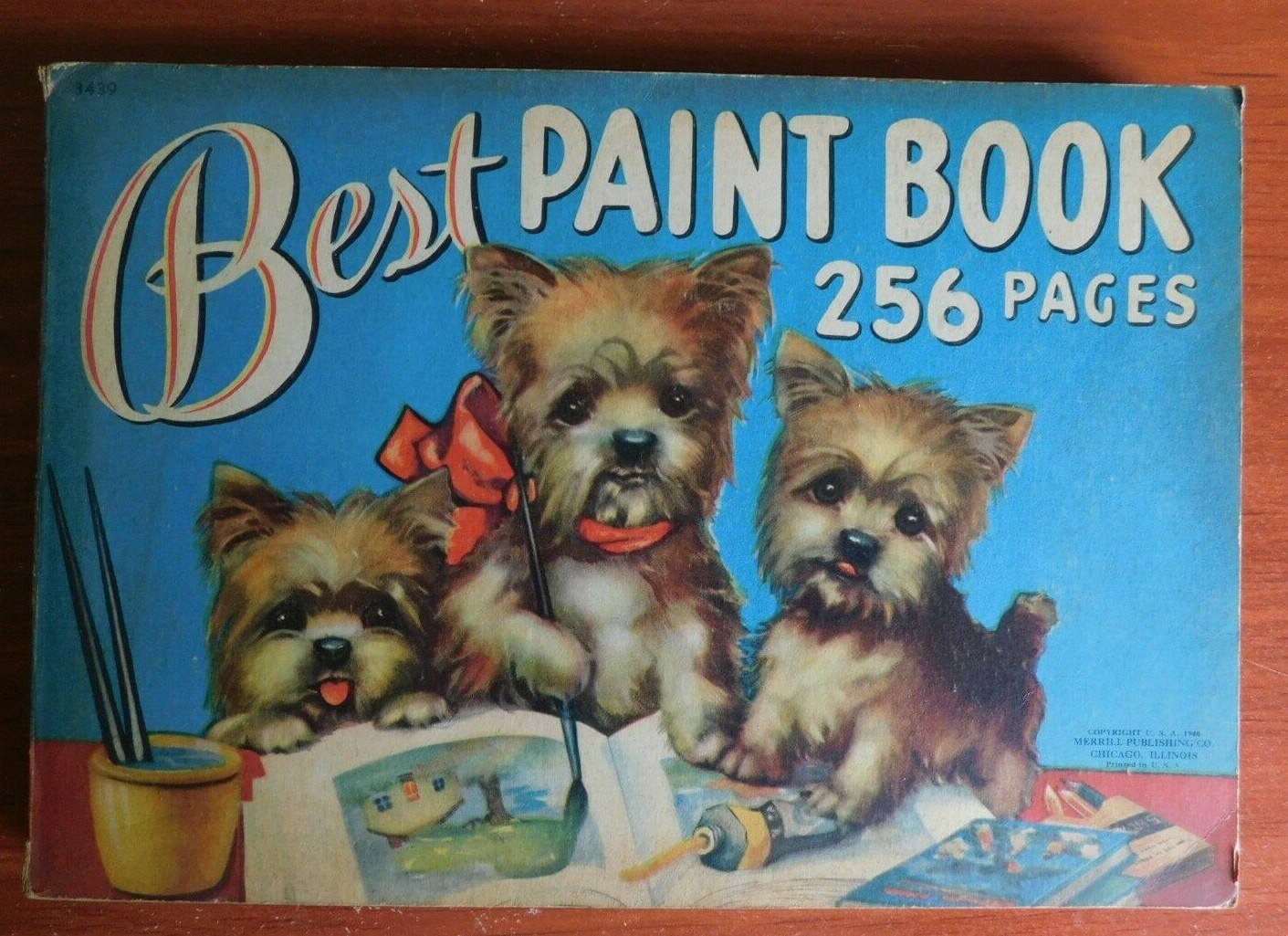 Best Paint Book: 256 pages- 1948 Merrill Publ color/paint book- puppies children