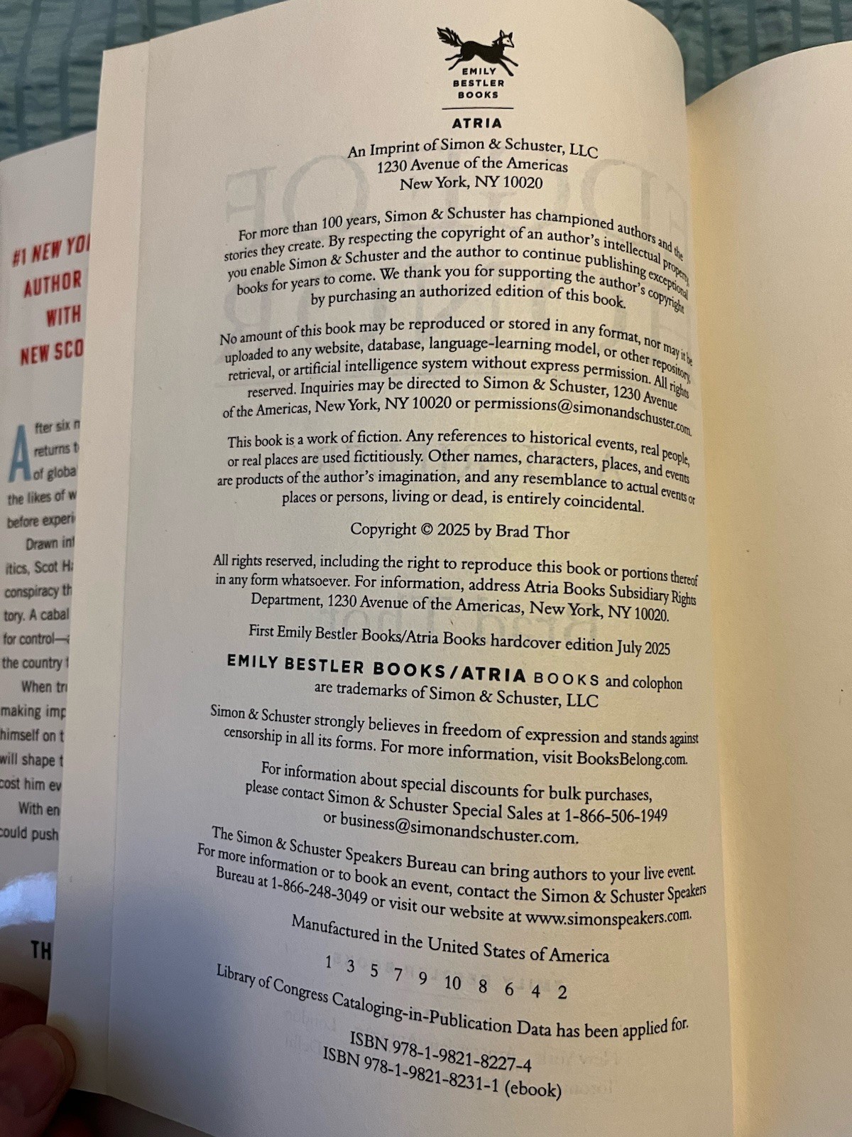 Edge of Honor : A Thriller Hardcover Brad Thor Hard Cover Dust Jacket Book