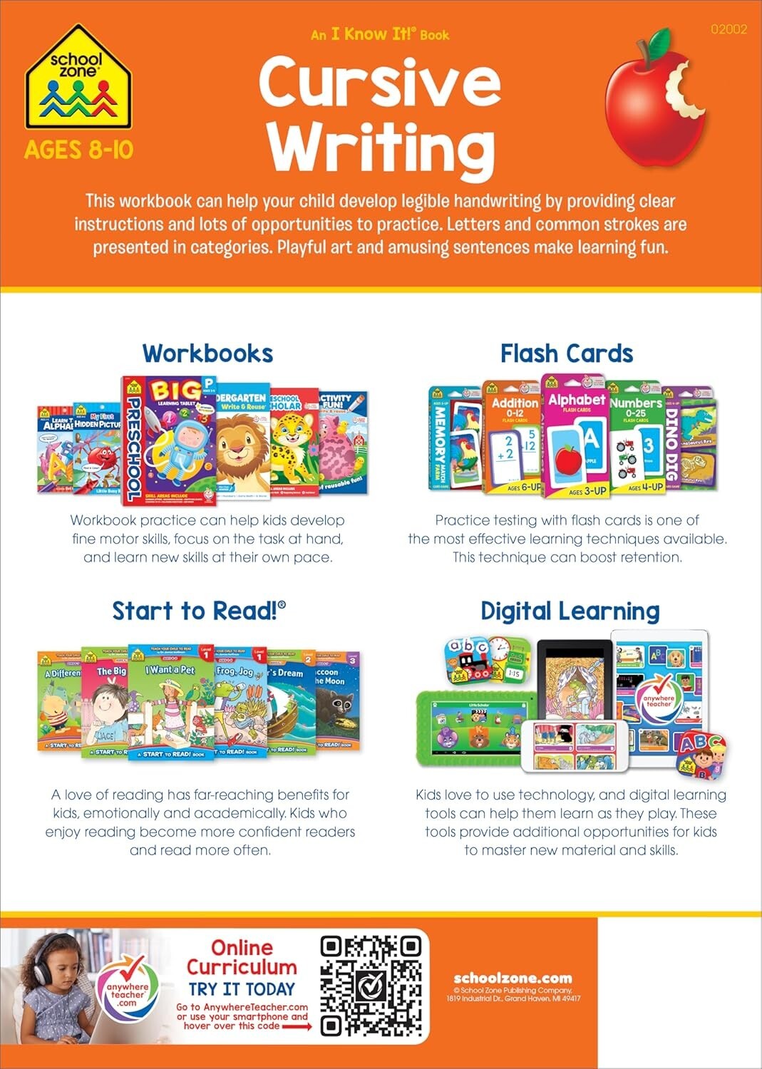 Cursive Workbook Writing Handwriting Practice Tracing Letters Ages 8 to 10 – NEW