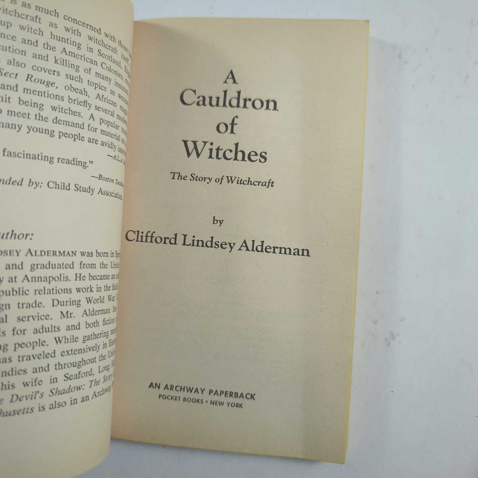 1973 A Cauldron of Witches by Clifford Lindsey Alderman PB 182 Pages