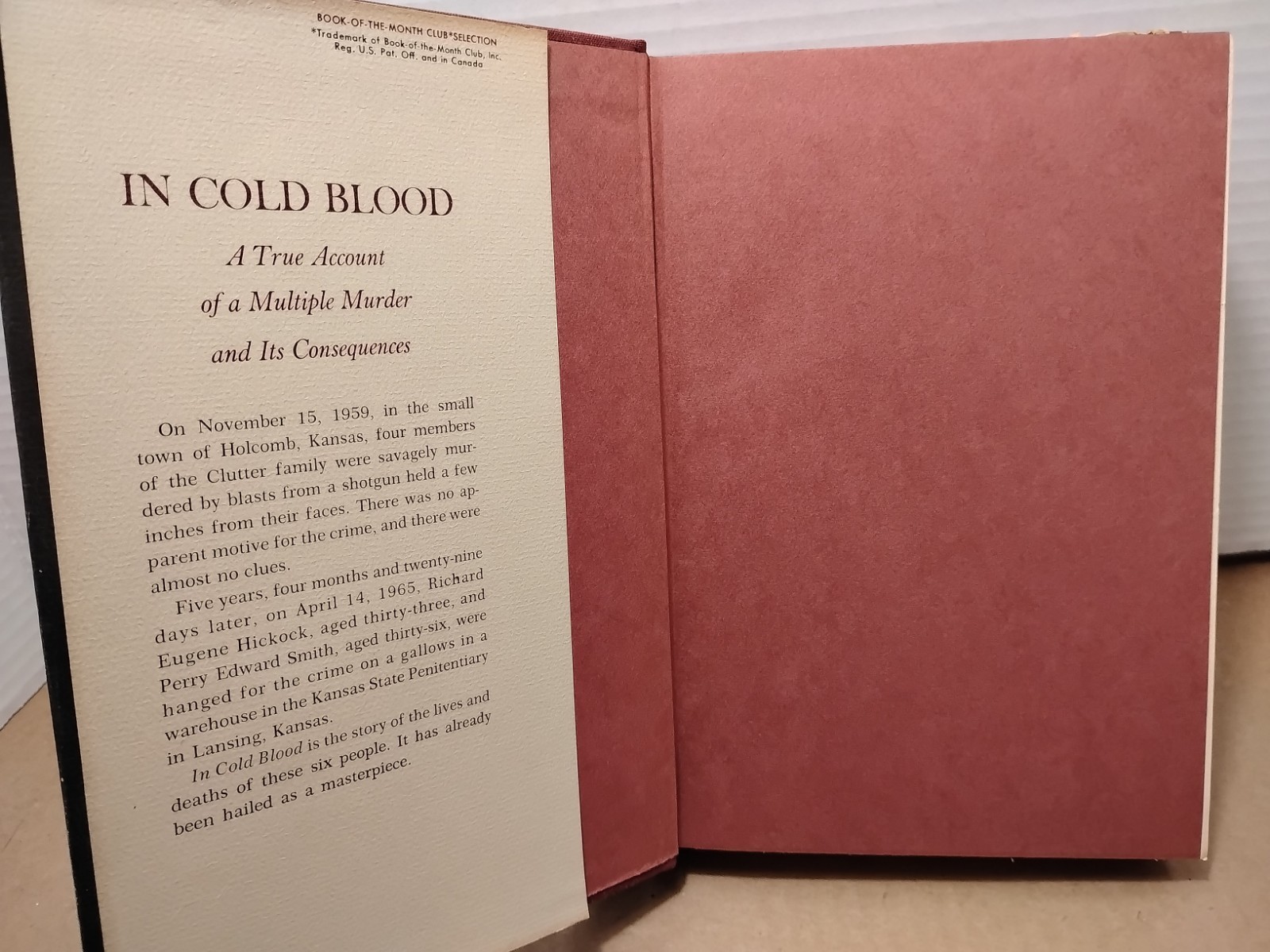 IN COLD BLOOD by Truman Capote – 1965 – 1st Edition 1st Printing BCE HCDJ