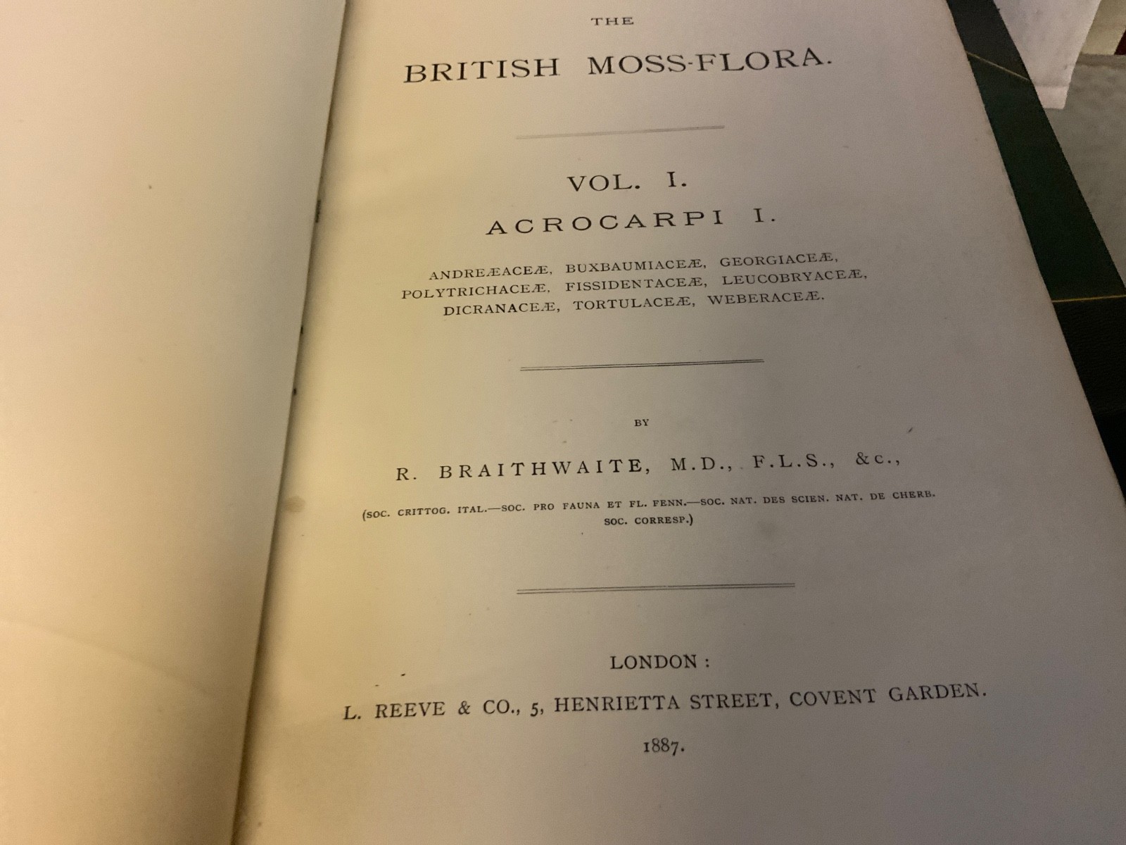 British Moss Flora Natural History Books, Three Volumes, Complete, 1887