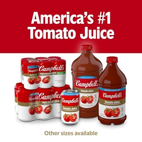 Campbell’s 100% Tomato Juice, 5.5 fl oz Can (48 Pack)