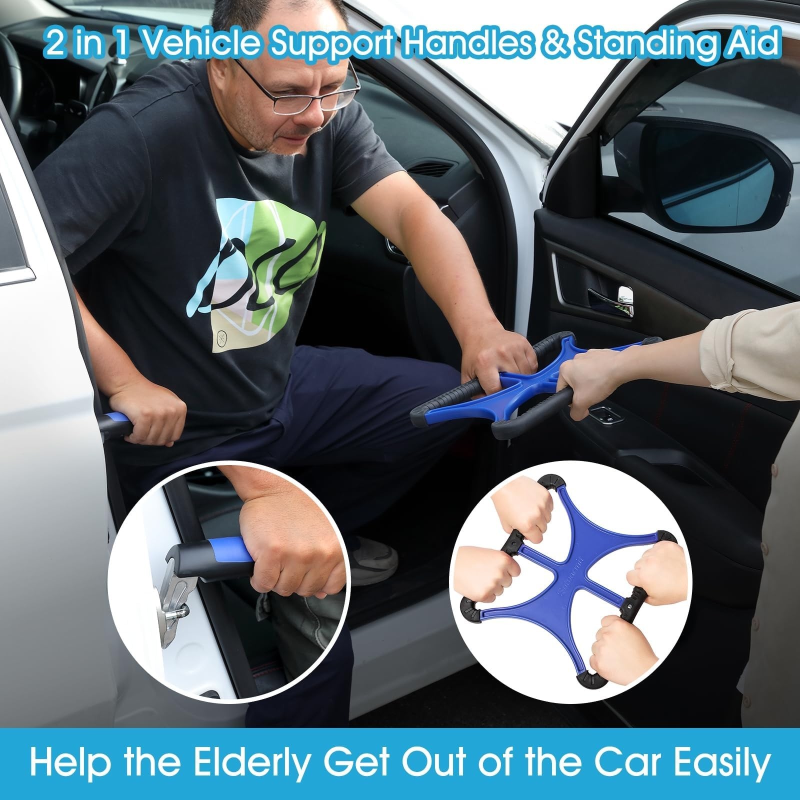 3-in-1 Mobility Independence Kit: Car Door Handle Assist, Portable Lift Aid for