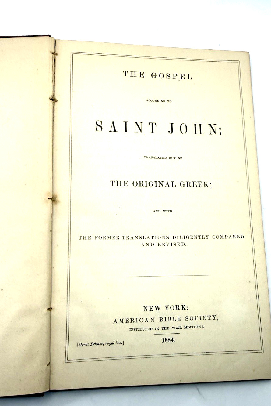 The Gospel According to St. John – American Bible Society 1884 HC Large Print