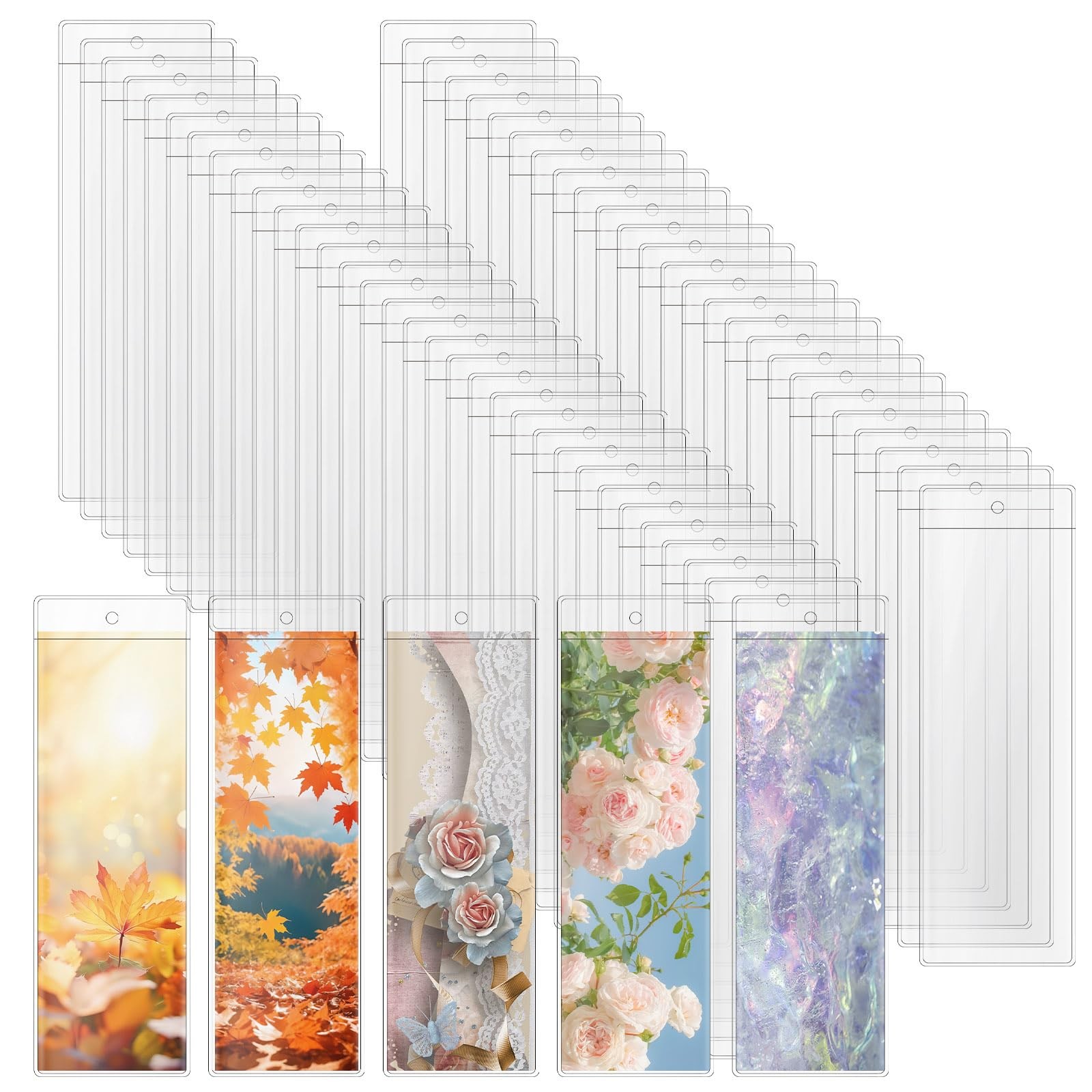 100 PCS Clear Bookmark Sleeves, 7.5 x 2.5 Inch Blank Bookmark Holder Large Cl…