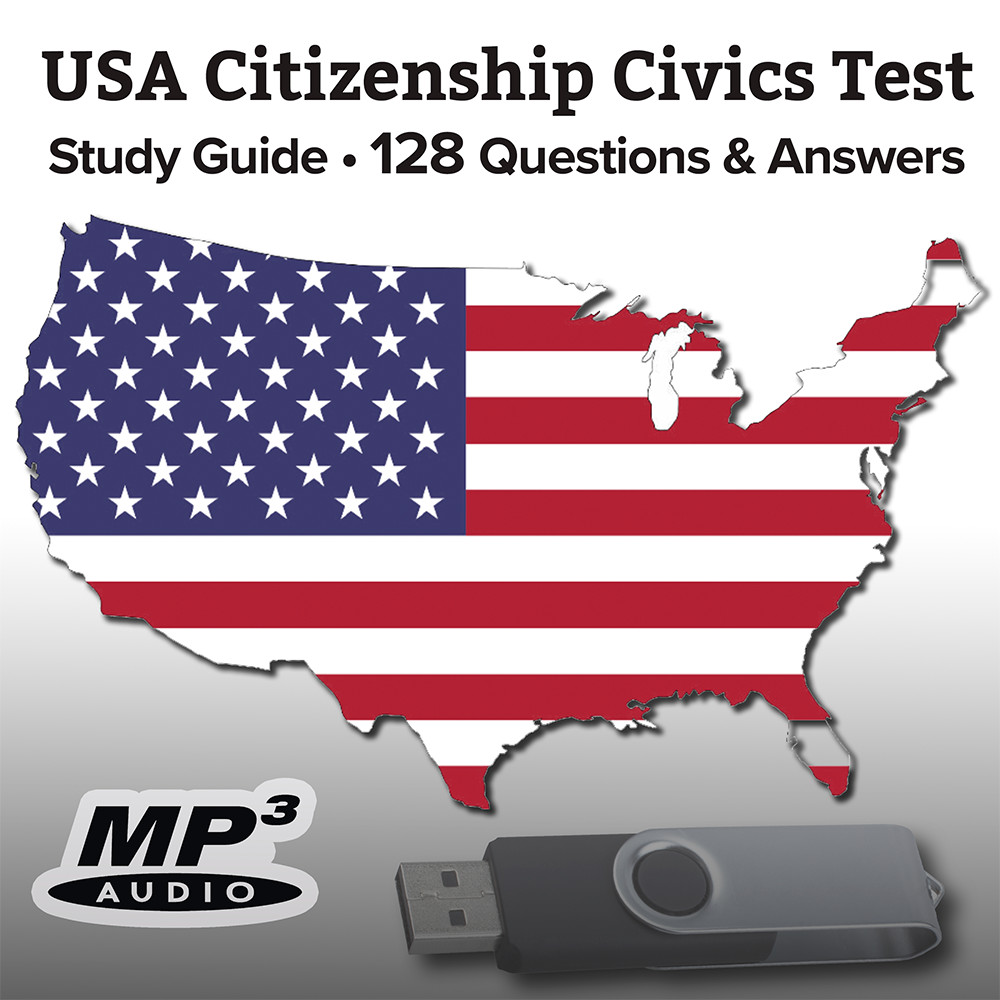 2024 USA Citizenship Civics Test Questions/Answers Study Guide Audio USB-ENGLISH