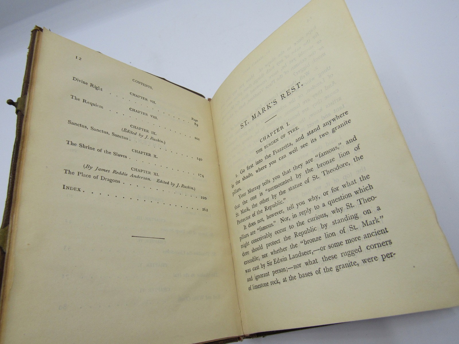 Fine binding John Ruskin St. Mark’s Rest History of Venice 1910 clasps