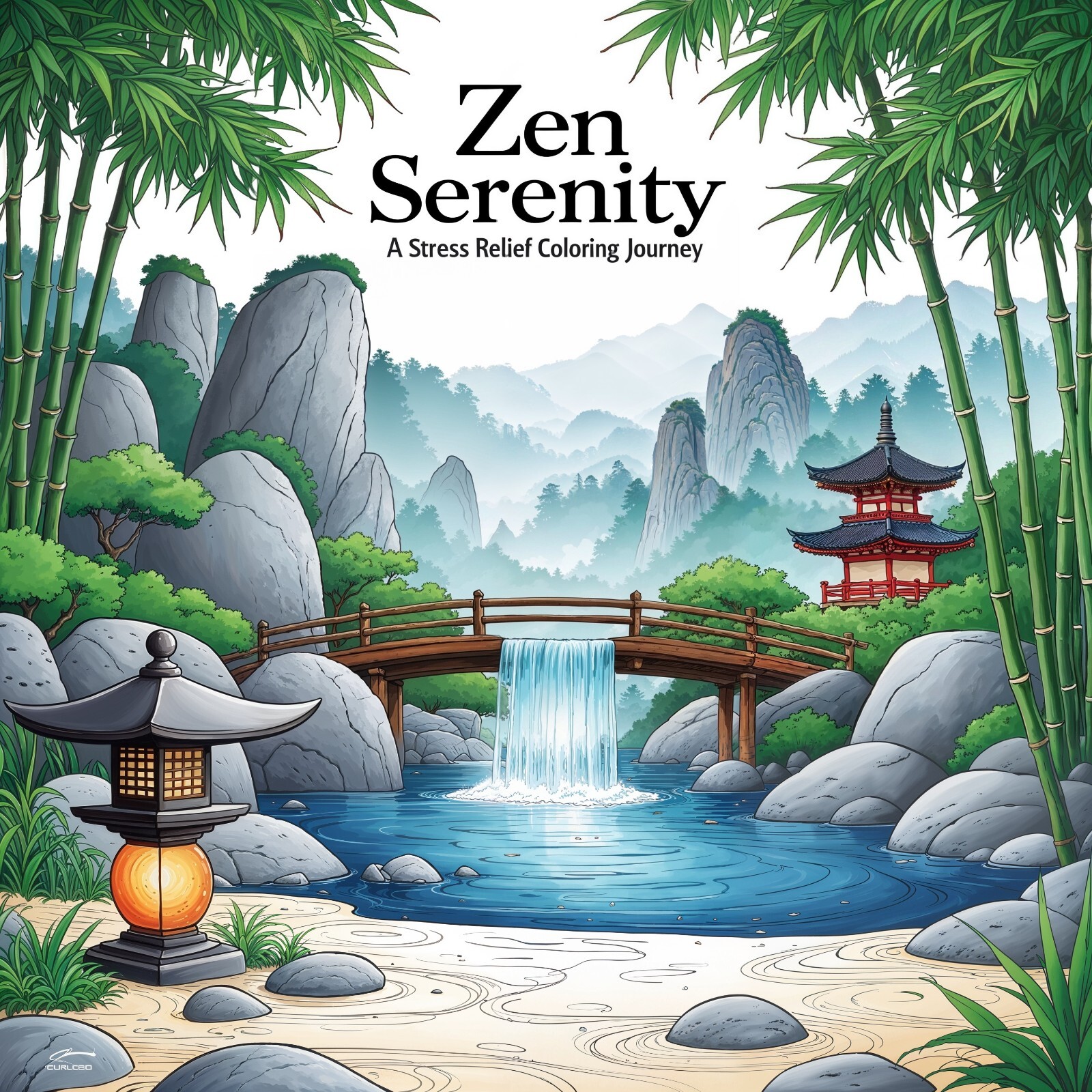 Zen Serenity: A Stress Relief Coloring Journey. Coloring Pages For Adults