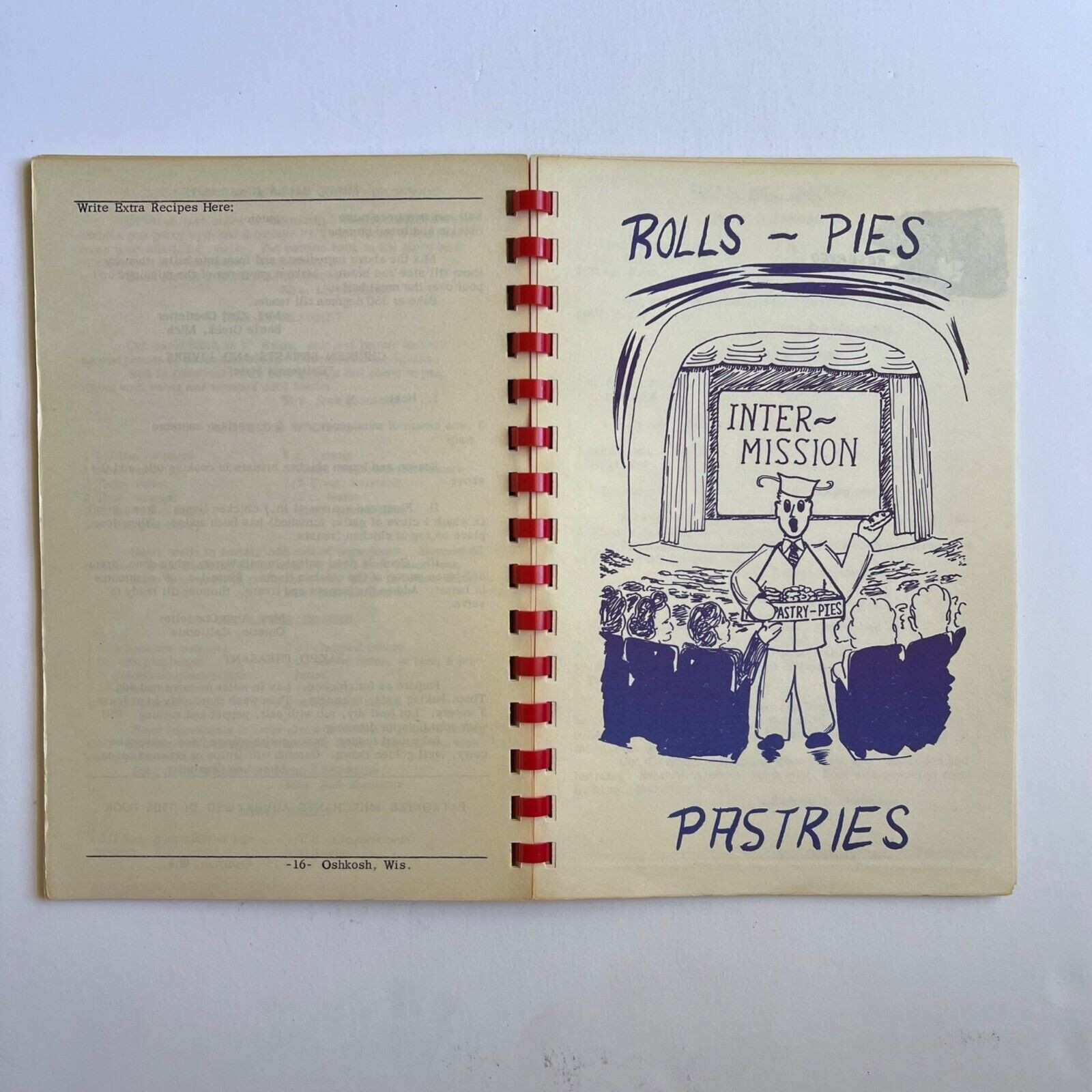Vintage 1953 Cookbook Personal Recipes from Oshkosh WI Spiral Bound Paperback