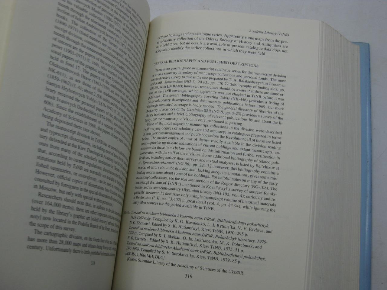 2 vol Archives and Manuscript Repositories in the U.S.S.R.: Ukraine and Moldavia