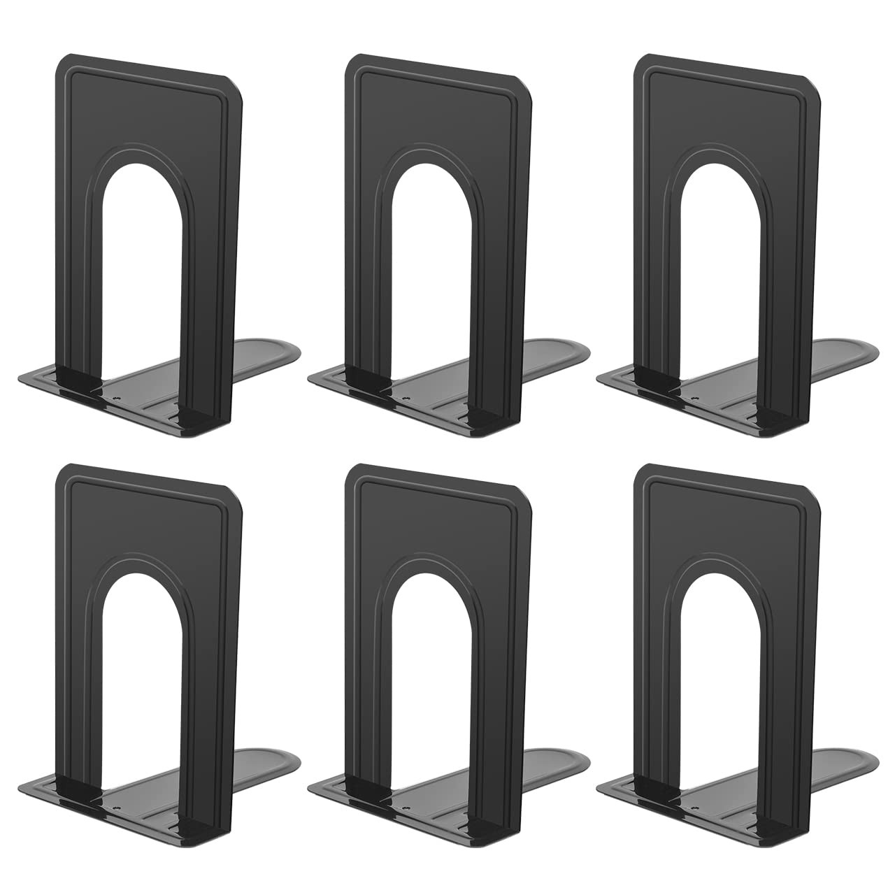JIKIOU Book Ends Universal Premium 6.69 x 4.9 x 4.3in, 3 Pair/6 Piece-black